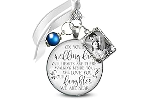 Personalized Memorial Glitter Flower Bouquet Charm for Parents at Wedding