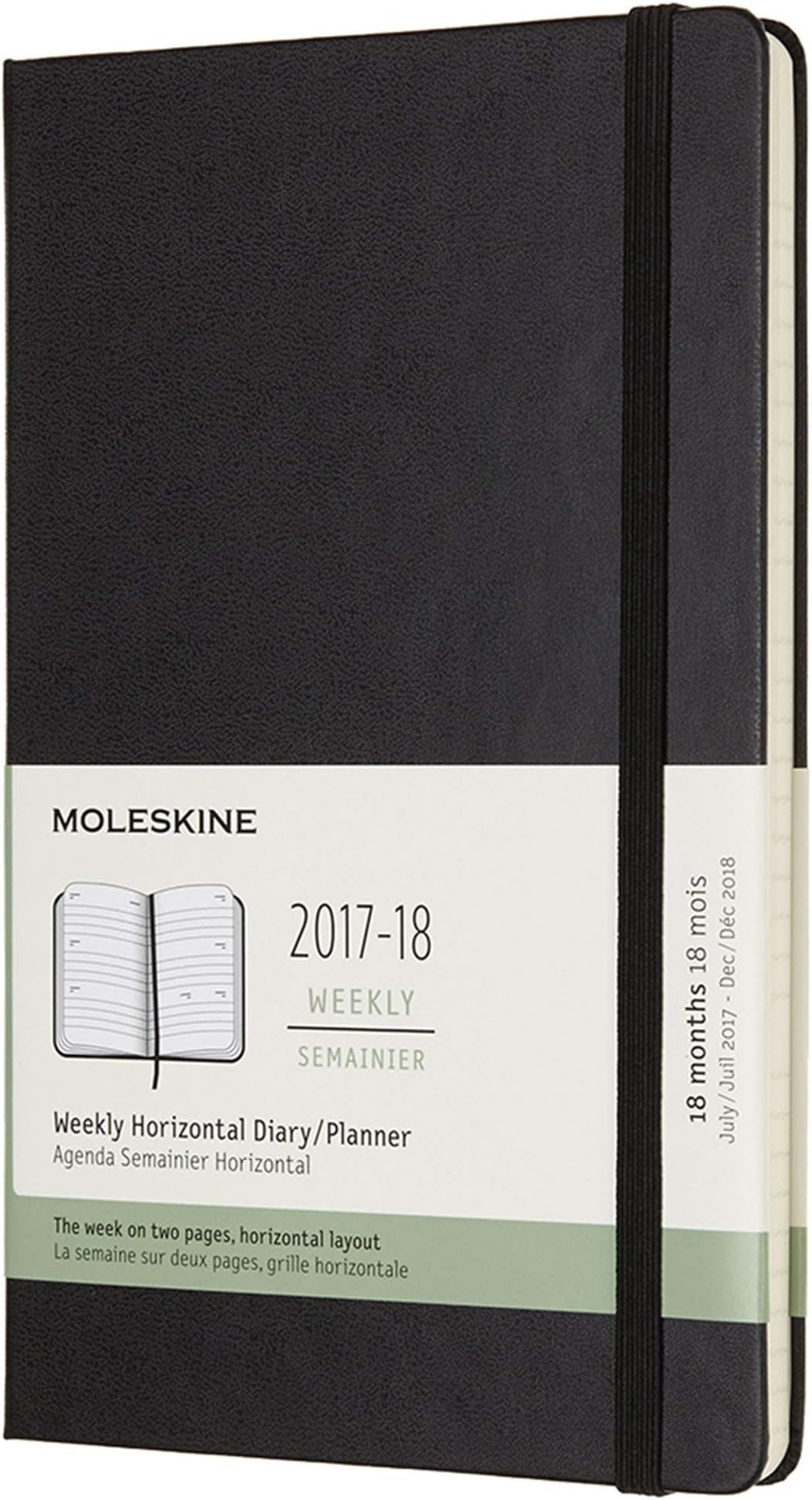 Moleskine Agenda Settimanale, 18 Mesi, 2017/2018, Copertina Rigida, a