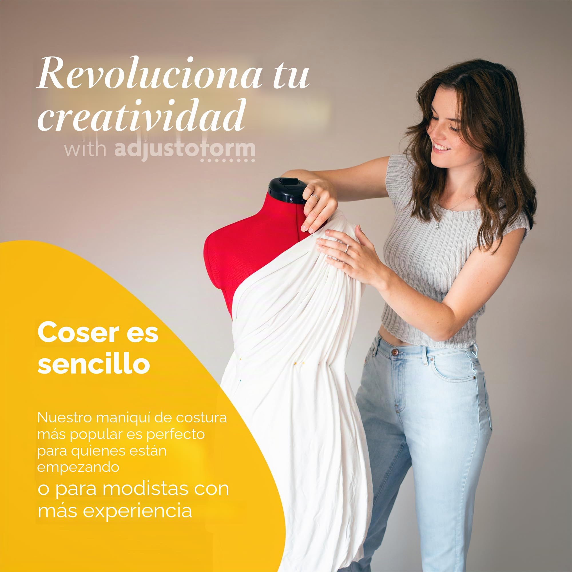 Adjustoform Coser Sew Simple 8 Partes Forma de Vestido Ajustable, Tela de nailon rojo amapola, S
