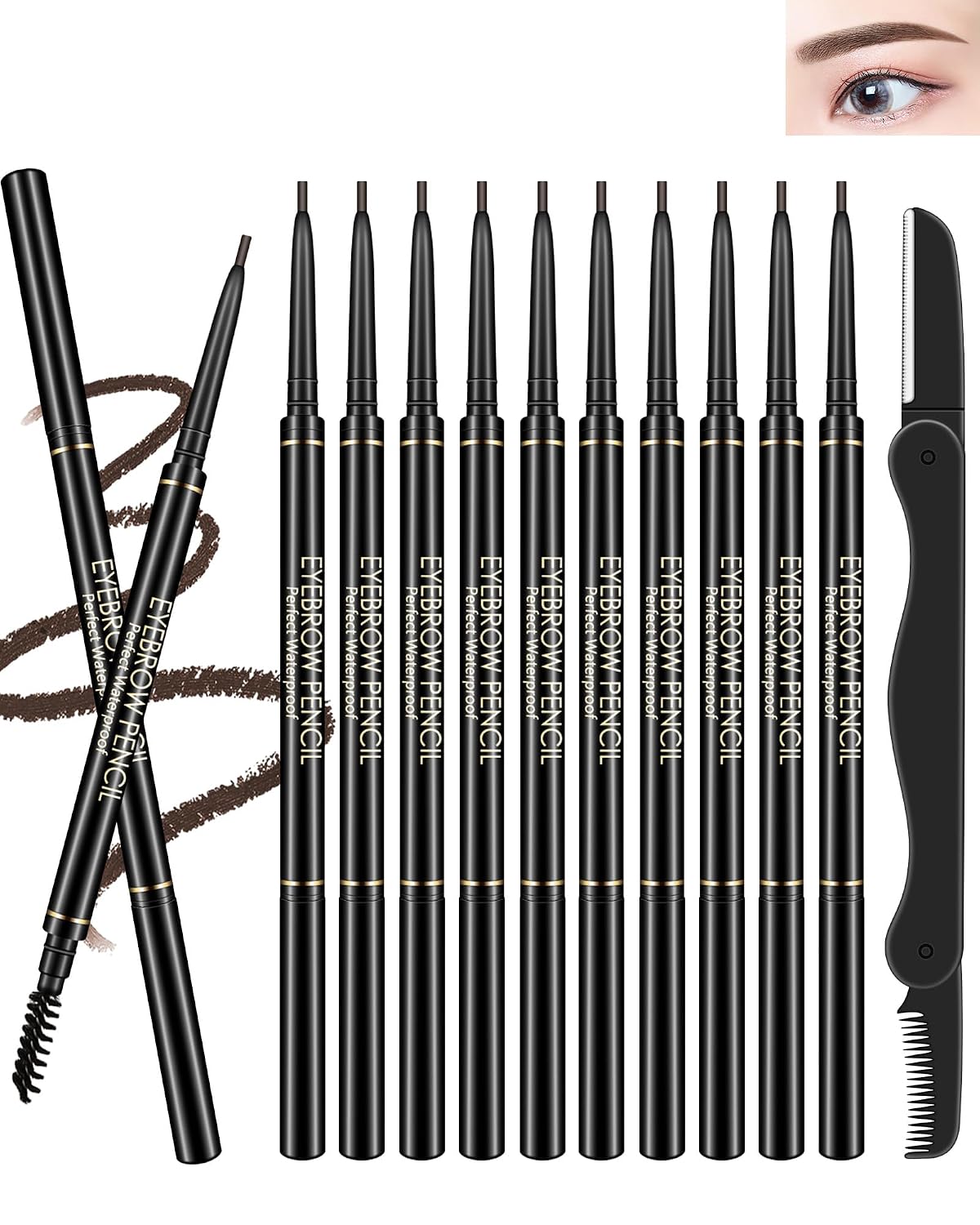 Professional Dark Brown Eyebrow Pencil Set for Eye Makeup