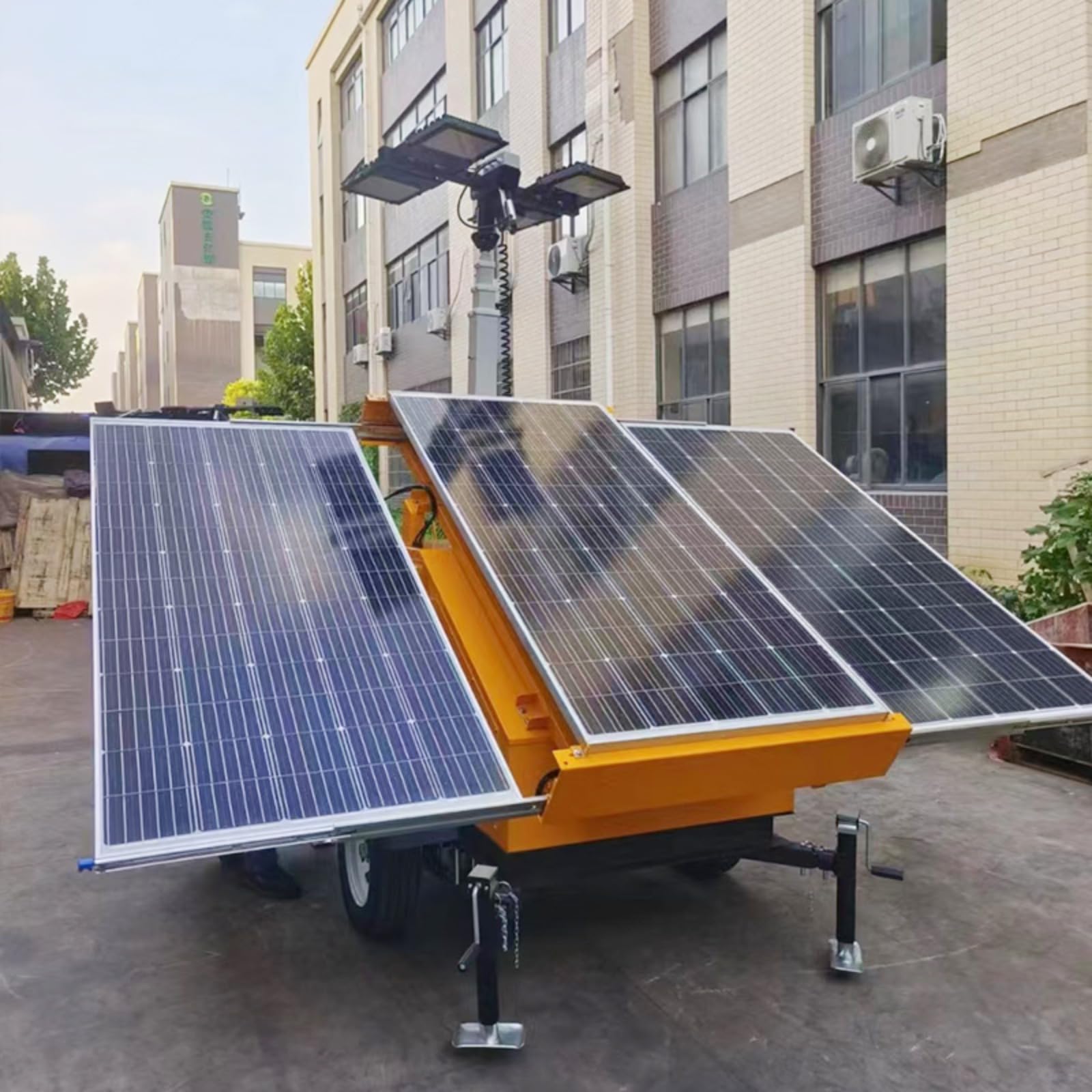 Electric Hydraulic Mast Light Tower – Solar-Powered for Construction Sites