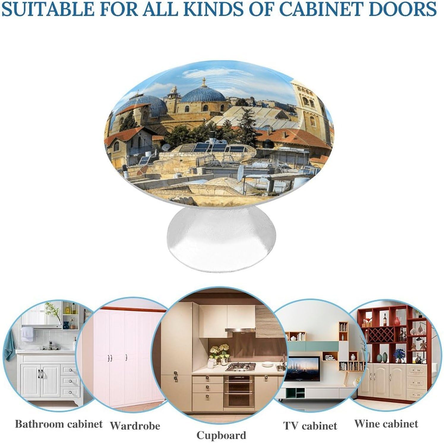 2 Pack Cabinet Knobs,Decorative Drawer Pulls, Jerusalem Old City Church image 3