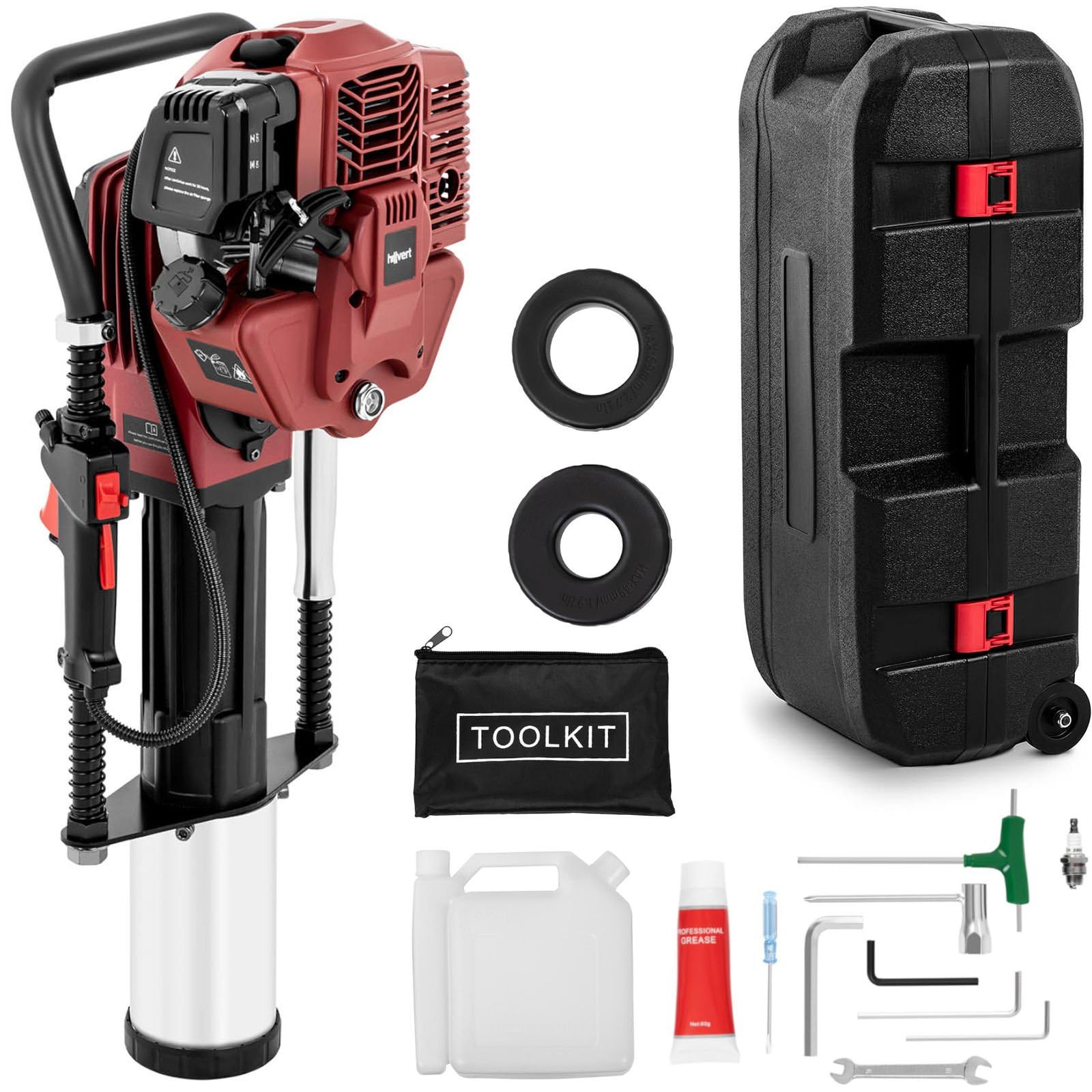 MSW Clavadora De Estacas Y Postes Con Motor HT-PILOT-1500 (Frecuencia de impacto: 700-1.350 golpes/min, Energía de impacto: 20-55 J, Potencia: 1.500 W)