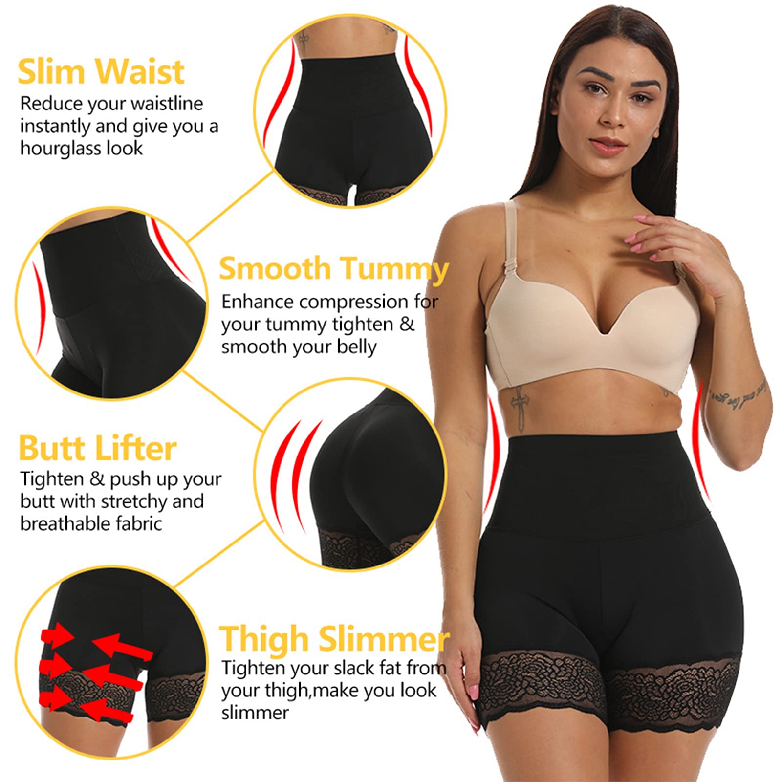 Butt Lifter Hose für Damen Bauchsteuerung Shorts Hohe Taille Abnehmenhöschen Body Shaper Frauen Kurze Hosen Boxer Brief