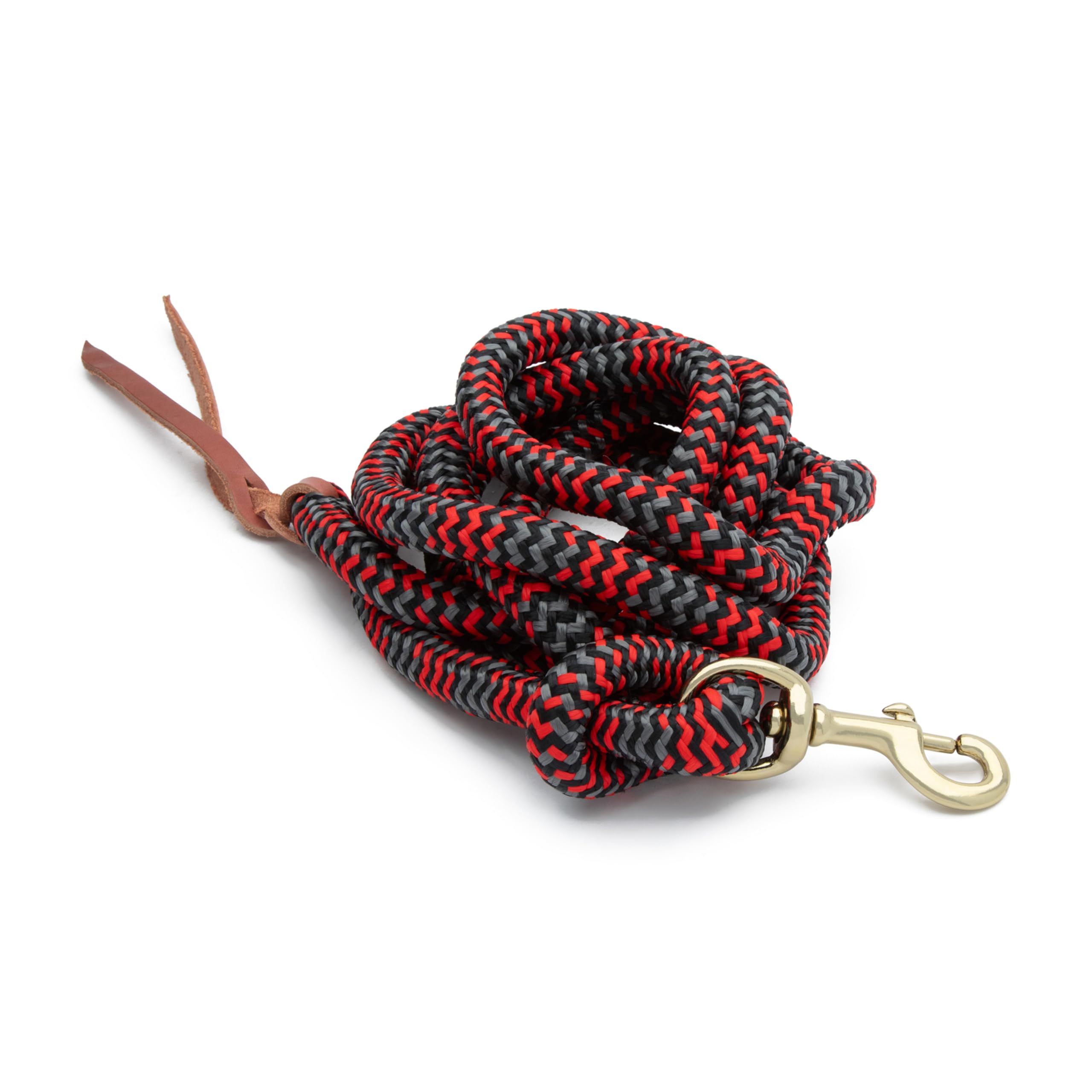Weaver Leather Poly Cowboy Lead with Snap, 5/8" x 10',Black/Red/Gray - Image 2
