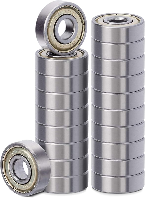 ANCIRS Paquete de 20 rodamientos de bolas 608 ZZ, rodamientos rígidos en miniatura sellados | Acero de Aleación, 8 mm x 22 mm x 7 mm, para Patinetas, Patines en Línea, Scooters