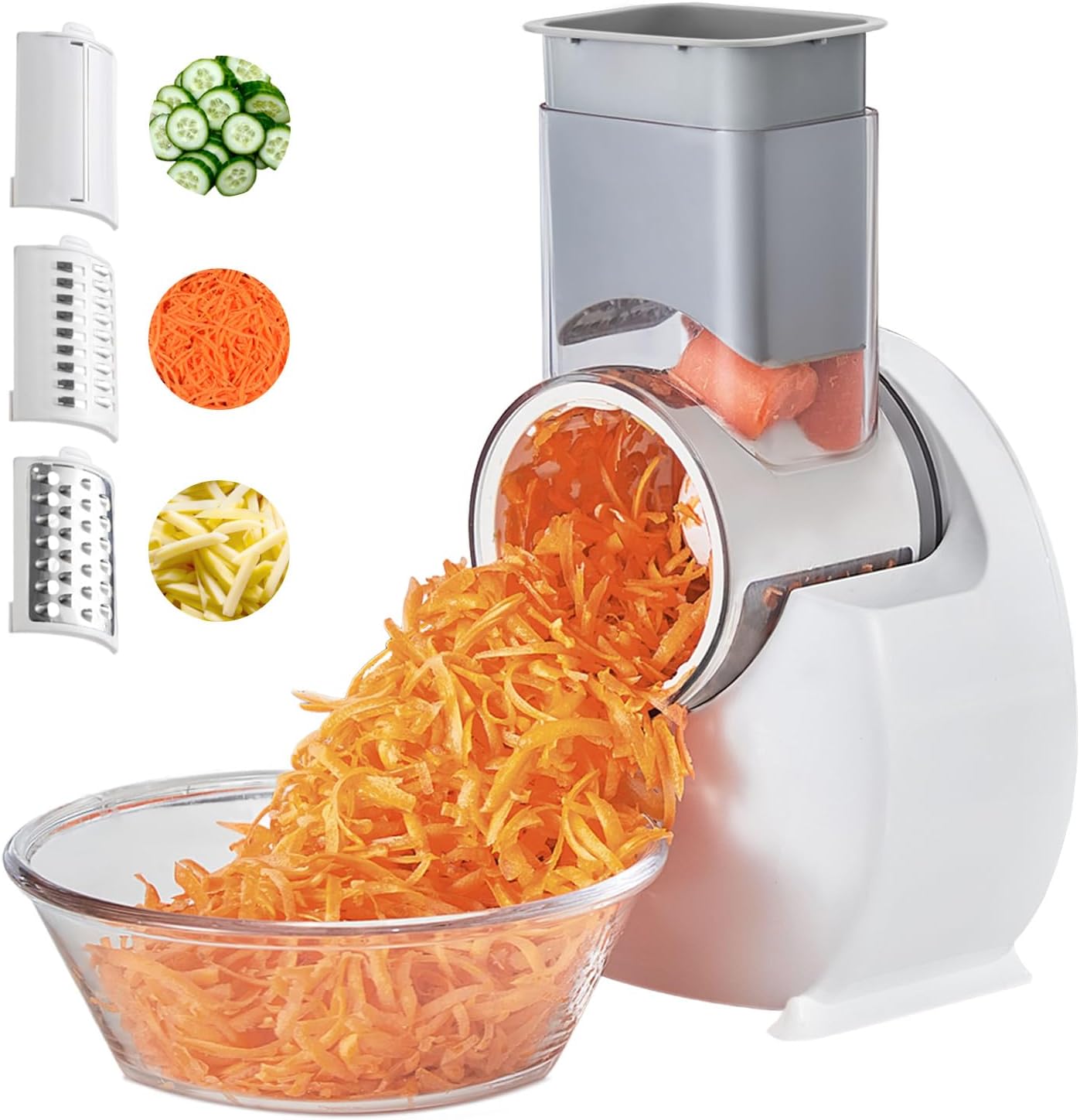 Electric Cheese Grater,2025 Upgrade Electric Vegetable Slicer Shredder with 3 Changeable Blades,Salad Shooter Electric Slicer/Shredder,Electric Cheese Grater for Block Cheese Fruit Veggies Nuts Electric Cheese Grater,2025 Upgrade Electric Vegetable Slicer Shredder with 3 Changeable Blades,Salad Shooter Electric Slicer/Shredder,Electric Cheese Grater for Block Cheese Fruit Veggies Nuts