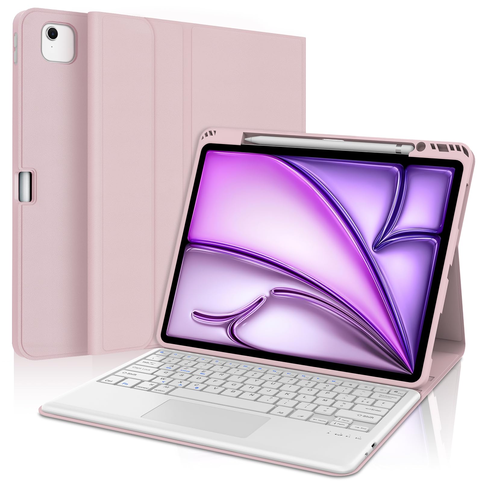 Clavier iPad Pro 12,9 amovible QWERTZ rétroéclairé avec support portrait