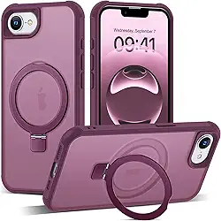 Capa compatível com iPhone 2025 com suporte magnético invisível O-Ring Capa translúcida de grau militar para iPhone 2025 de 6,1 polegadas [Compatível com MagSafe] [Ótima sensação de aderência],
