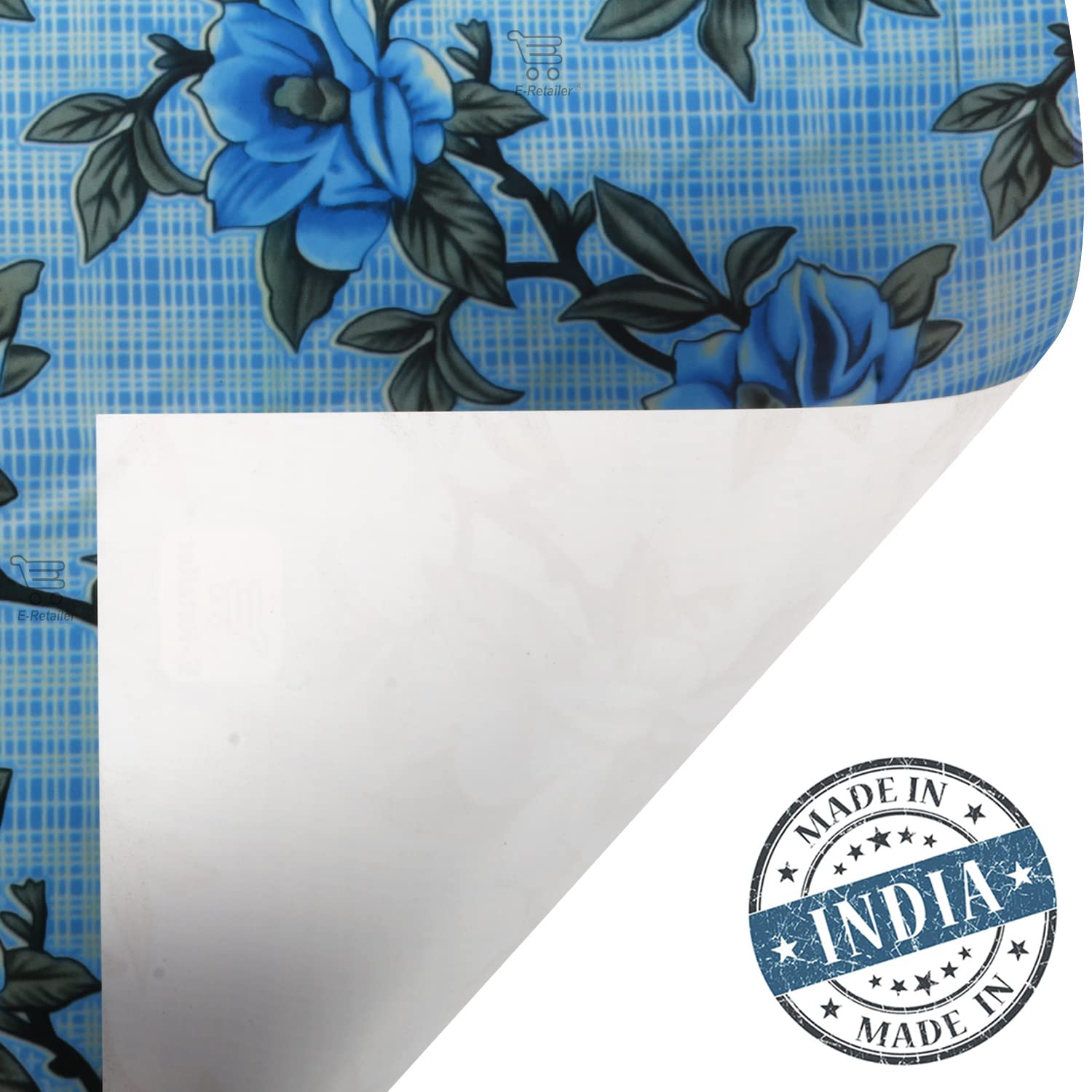 Waterproof Fridge Mats - Set of 4 Floral Blue -8