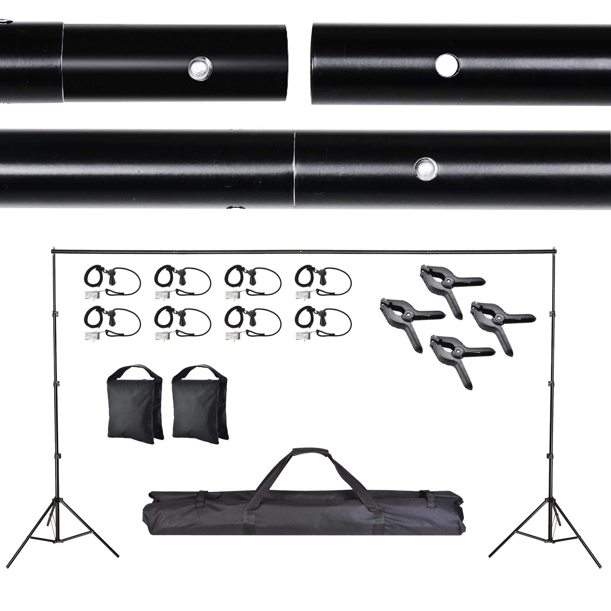 Background Backdrop Stand Kit Adjustable Background Support System Stand Kit for Studio Photo Live Stream Party Event Photoshot Youtuber Video 10'x8.5' (10'x8.5')