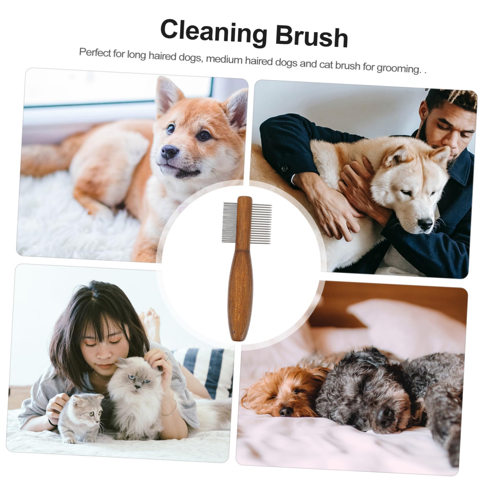 Kisangel 3piezas Cepillo Para Perros y Gatos Mango De Herramienta De Deshedding Efectiva Peine Para Eliminar Pelo Suelto y Enredos Para Cuidado y Limpieza De Mascotas