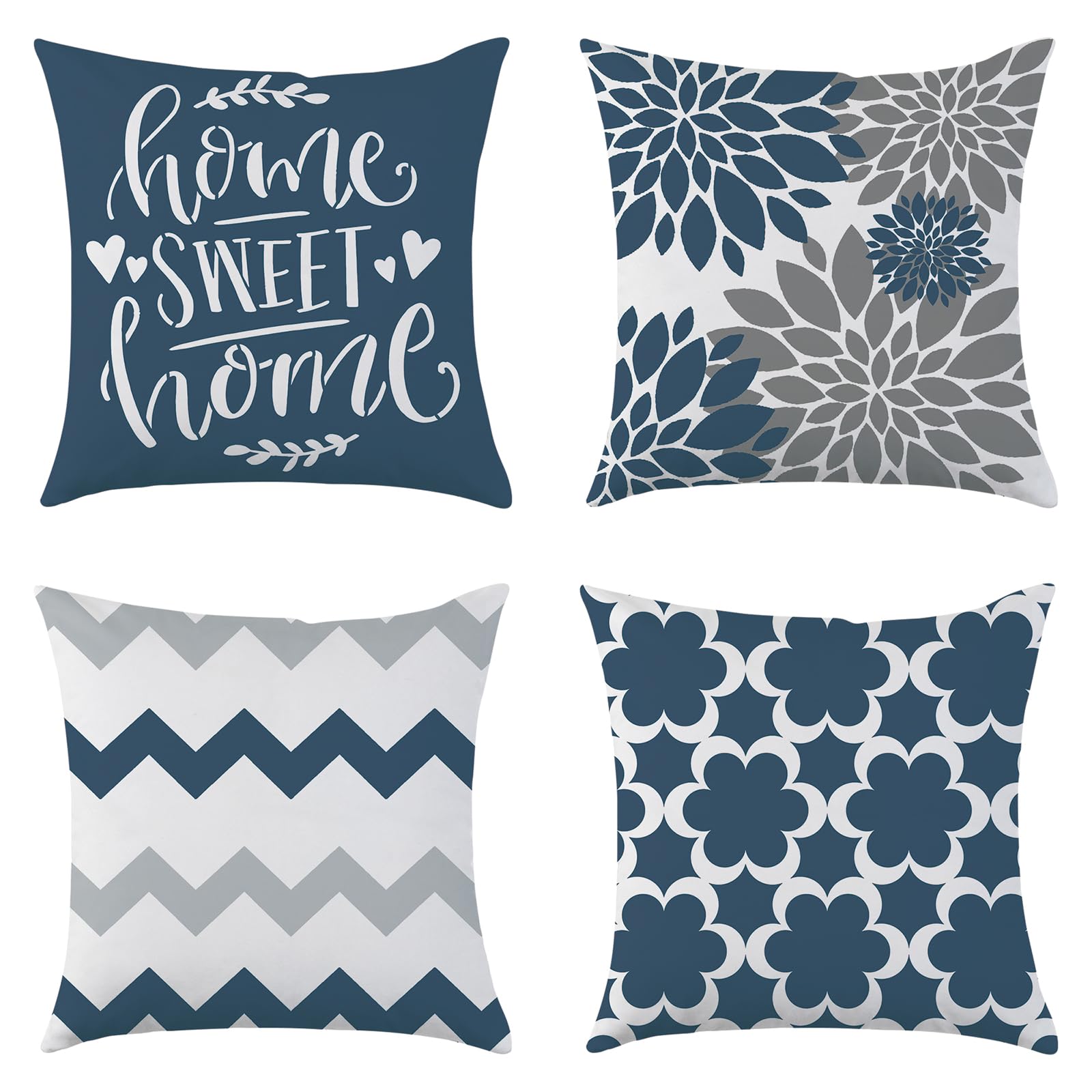 Mimkus Blue Farmhouse Pillow Cover 18 x 18 Inch Set of 4 Spring Summer Throw Pillow Covers Double-Sided Printing Pillow Case for Sofa Home Decor