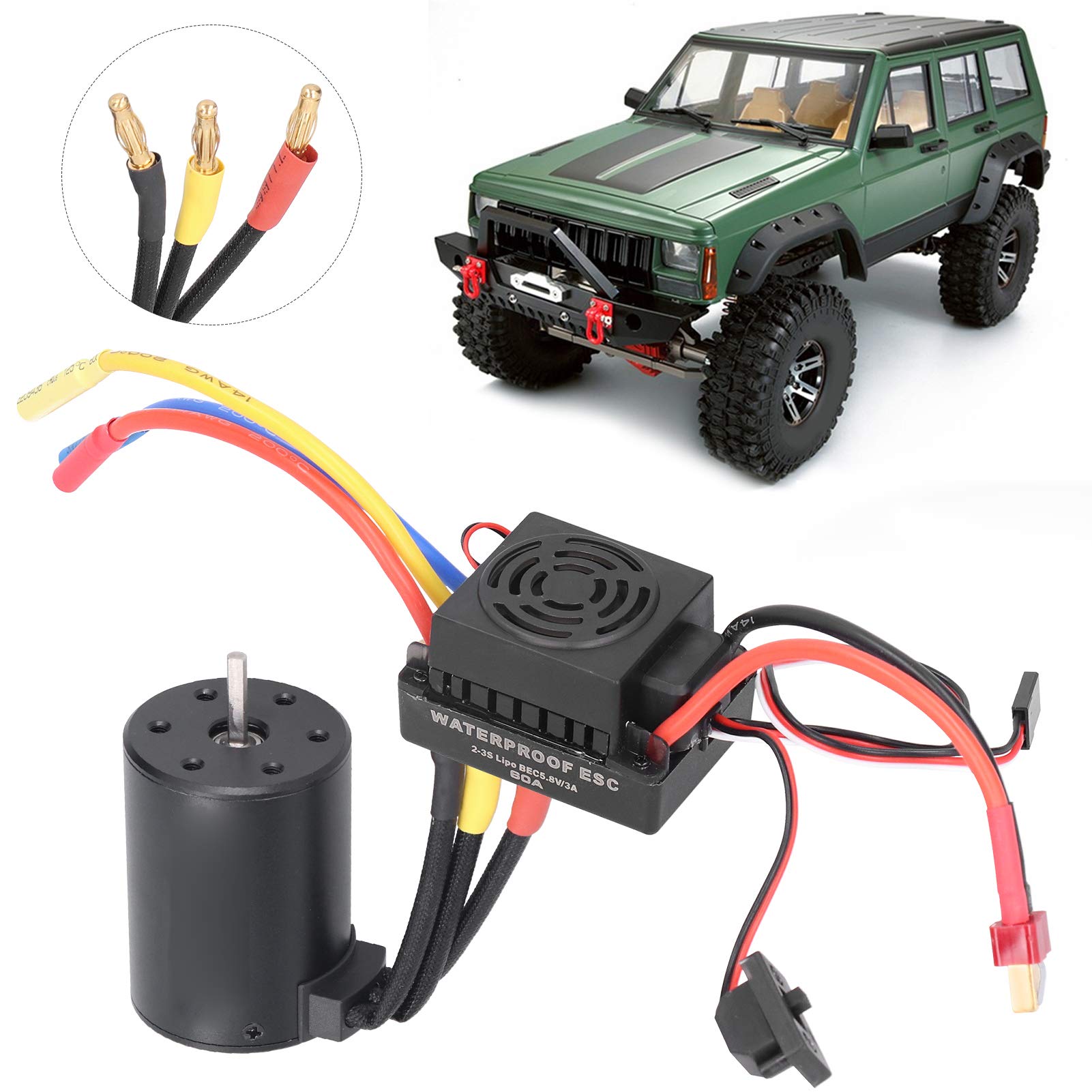 3650 Set di parti ESC brushless impermeabile 3900KV per motore brushless 60A per auto RC 1/10