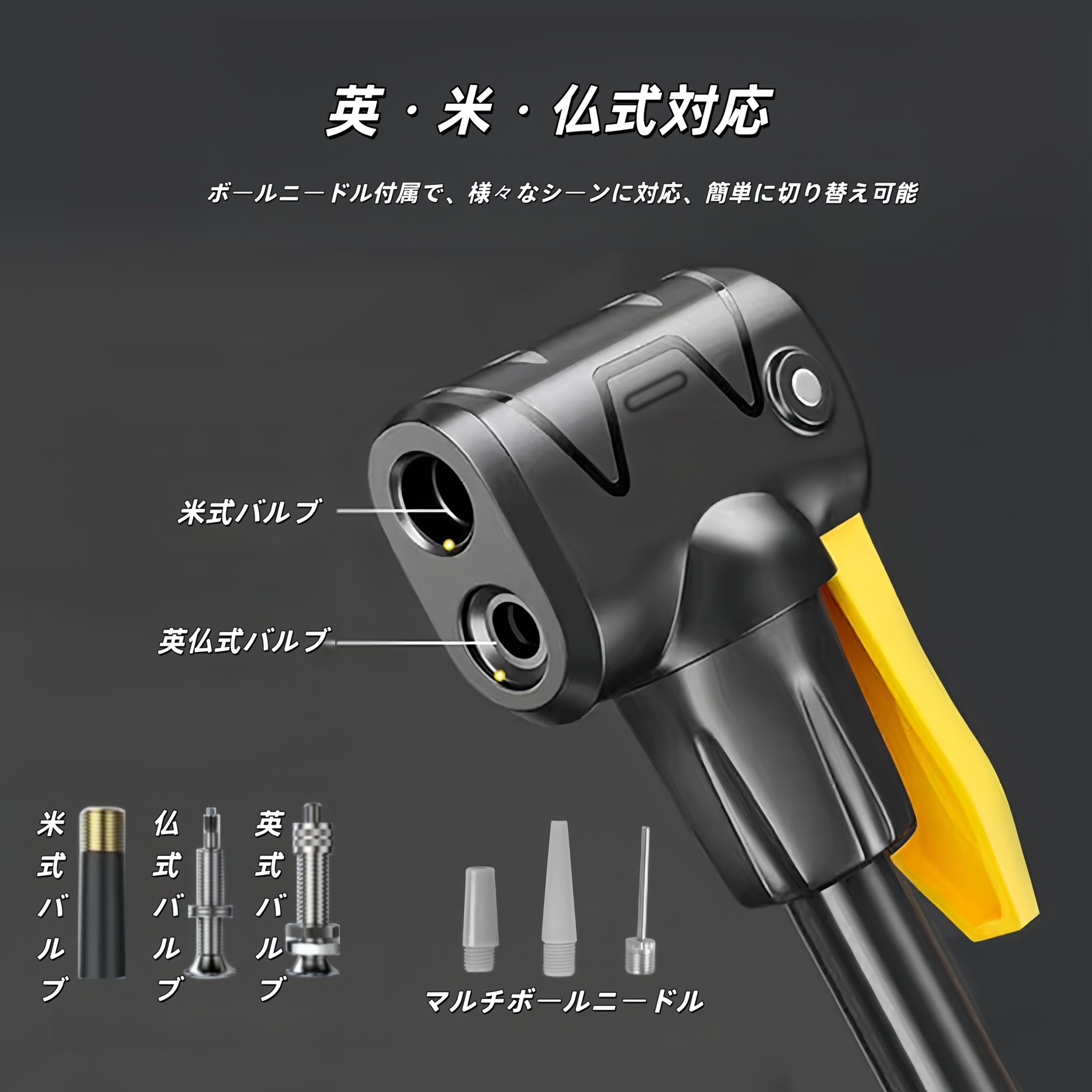 LCBXOOX ベダル式空気入れポンプ 160PSI 高圧充填 三気筒 自転車 自動車 バイク 電動自転車 ボール 浮き輪 対応 英米仏式バルブ 折りたたみ コンパクト 携帯用 - 4