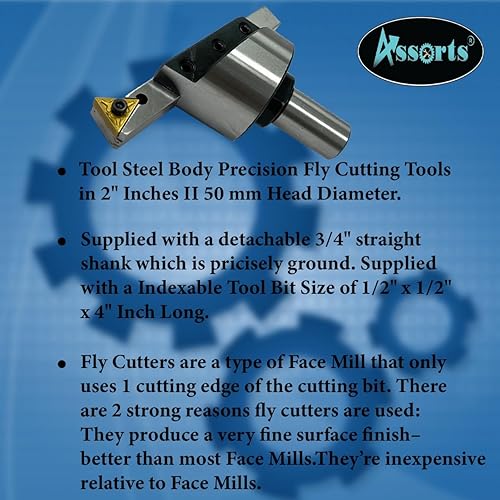 Miniatura 2 de Cortador de moscas de 2 pulgadas II de 1.969 in de diámetro de cabeza para fresado y máquina de torno con broca de inserción de carburo reemplazable