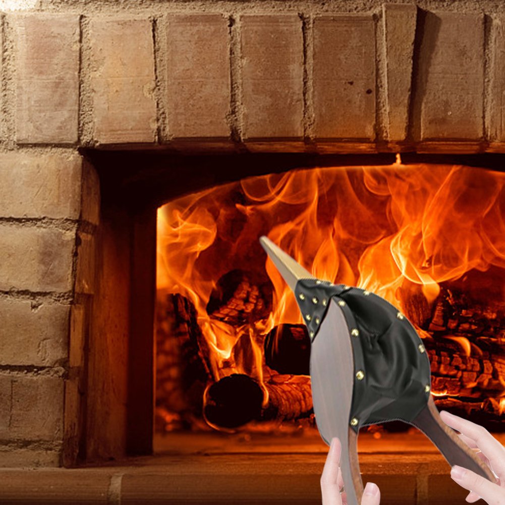 Soffietto in legno per camino, soffietto in pelle, per camini, barbecue e campeggio, con cinturino in pelle appeso, set manuale per barbecue