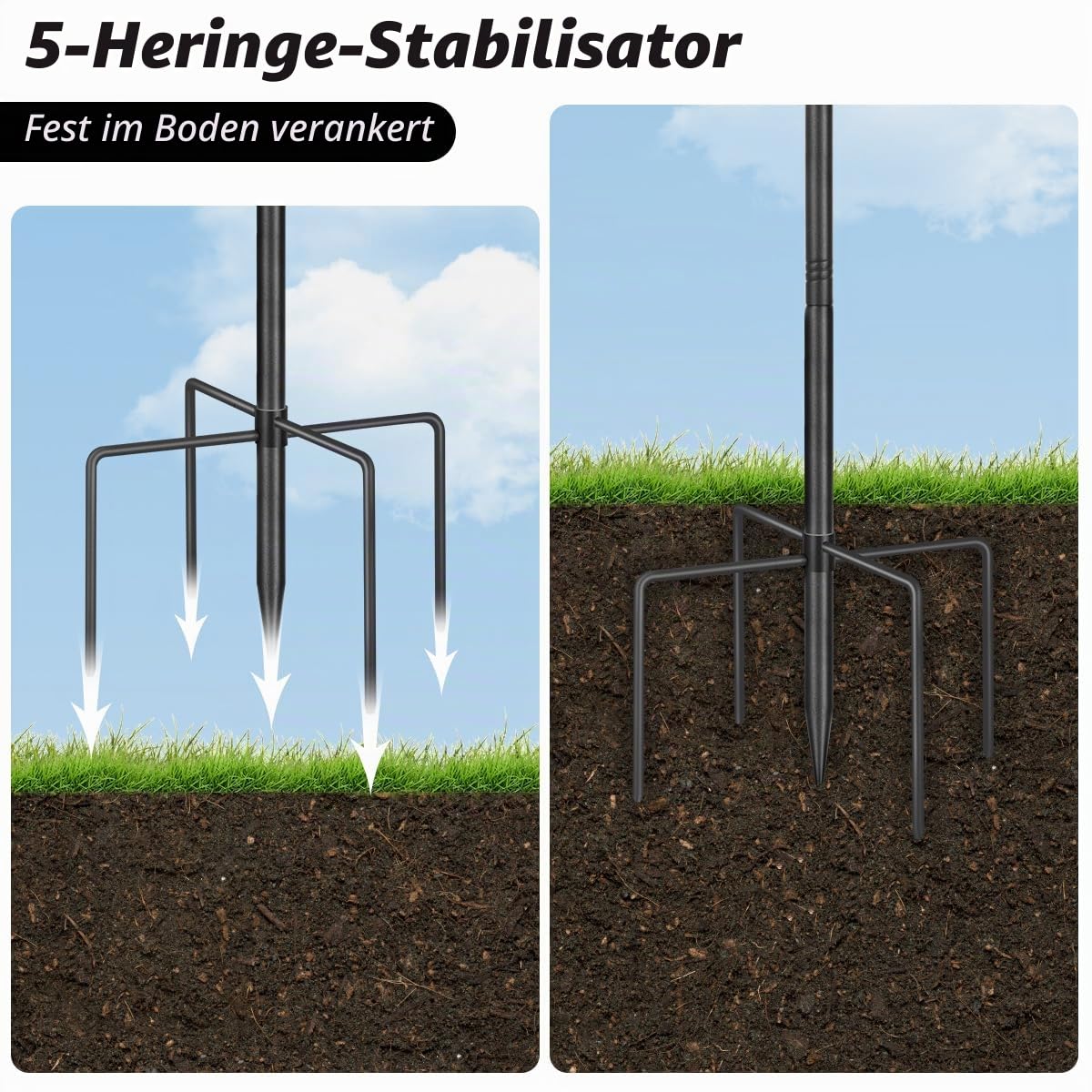 2er-Pack Vogelfutterstation Stange, 196 cm Vogelfutterspender Hängestation, freistehende Futterstation für den Garten, schwere Metall Doppel Shepherds Haken für Lichtständer, Schwarz