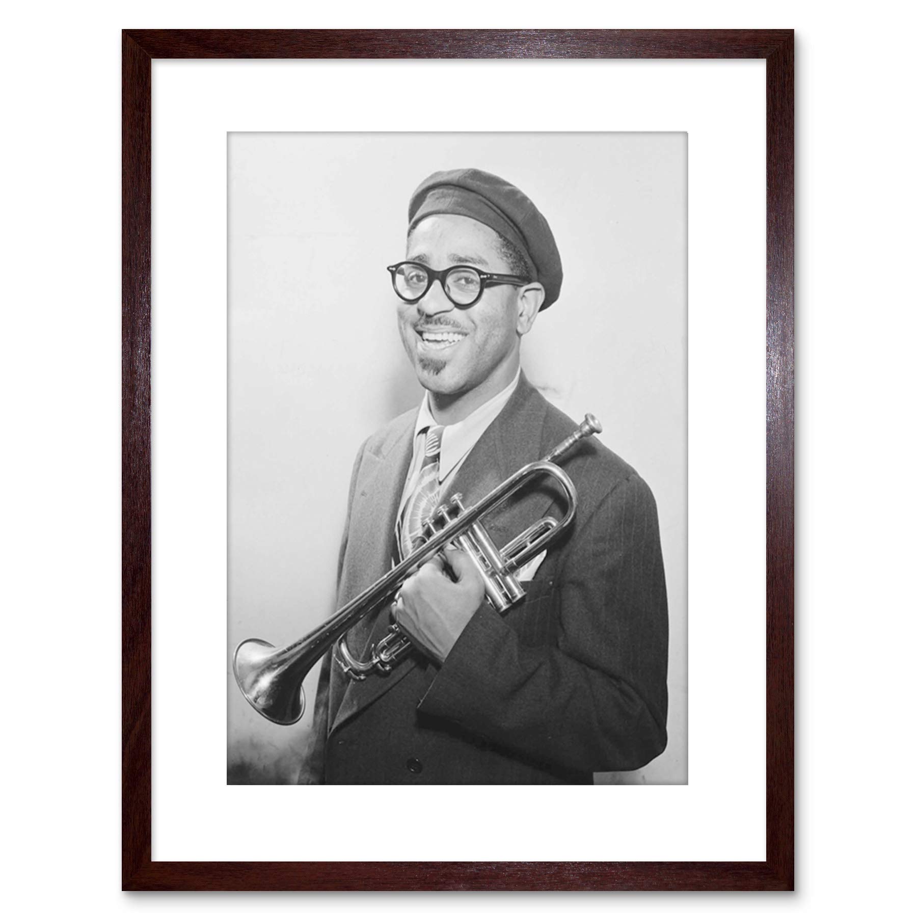 Wee Blue Coo Brown Music Vintage Photo Portrait Jazz Legend Dizzie Gillespie Framed Print F97x7615