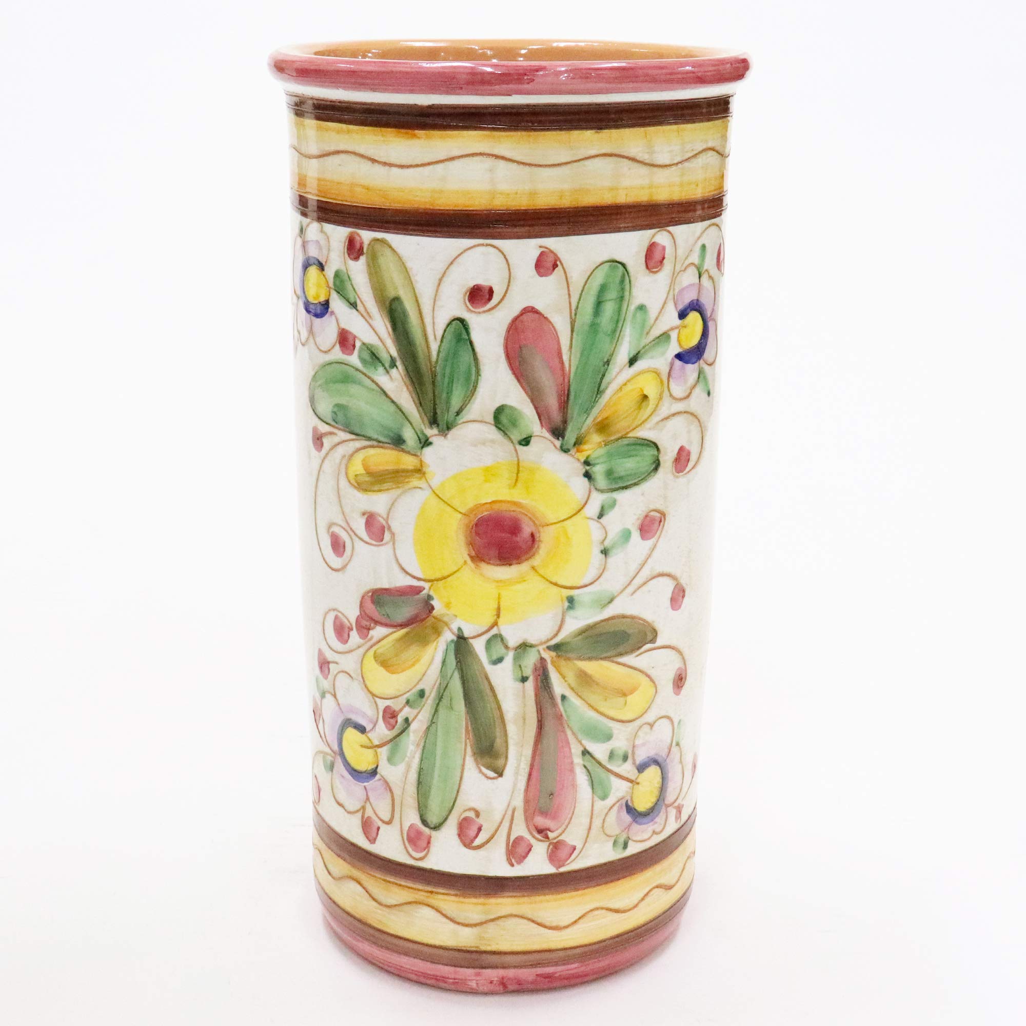 イタリア製　マヨルカ焼　壺？傘立て？ Amazon｜【イタリア製 マヨリカ焼き 傘立て】花柄 Ф23×H45cm / 22