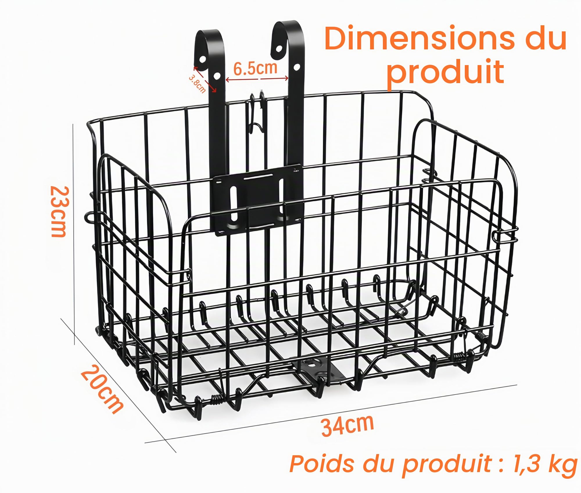 Panier de vélo Pliable - Panier à Bagages Suspendu à l'avant et à l'arrière - Support de Rangement à Fermeture Rapide pour Guidon de vélo et Porte-Bagages arrière