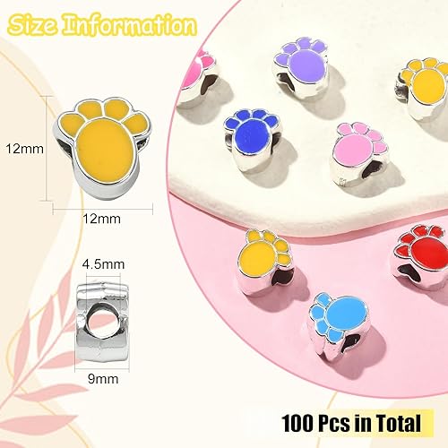 Miniatura 2 de Ipotkitt 100 cuentas espaciadoras de huella de agujero de 0.177 in, cuentas europeas acrílicas con revestimiento UV, cuentas de pie de bebé con