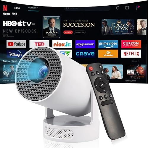 Mini proyector, HY300Ultra proyector portátil con WiFi 6 y Bluetooth 5.4, soporte 4K, altavoz base sonora de 5 W, Android 11.0, rotación de 180,