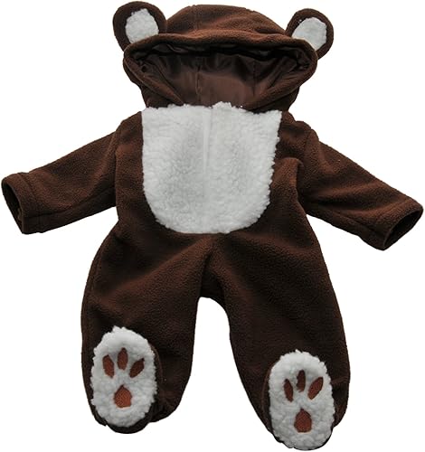 Miniatura 4 de The Queen's Treasures Ropa de muñeca de 15 pulgadas diseñada para su uso con muñecas Bitty, pijamas suaves de oso de peluche marrón y blanco,