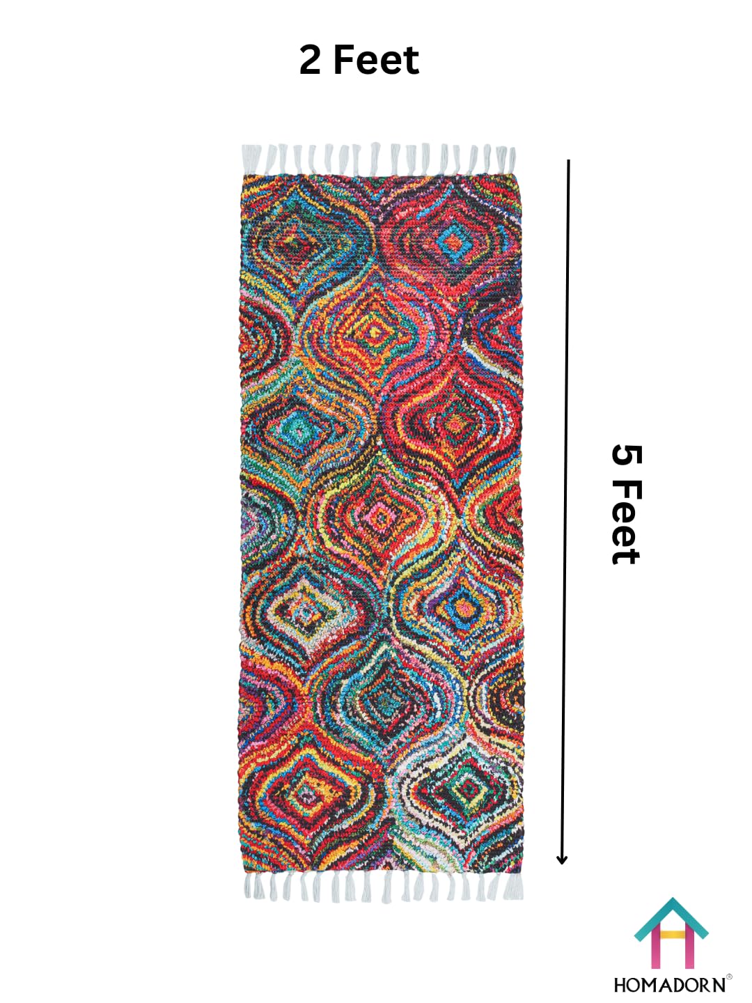 HOMADORN Handmade Upcycled Sustainable Printed Rug, Dhurrie, Carpet for Living Room, Bedroom, Outdoor Decor 4