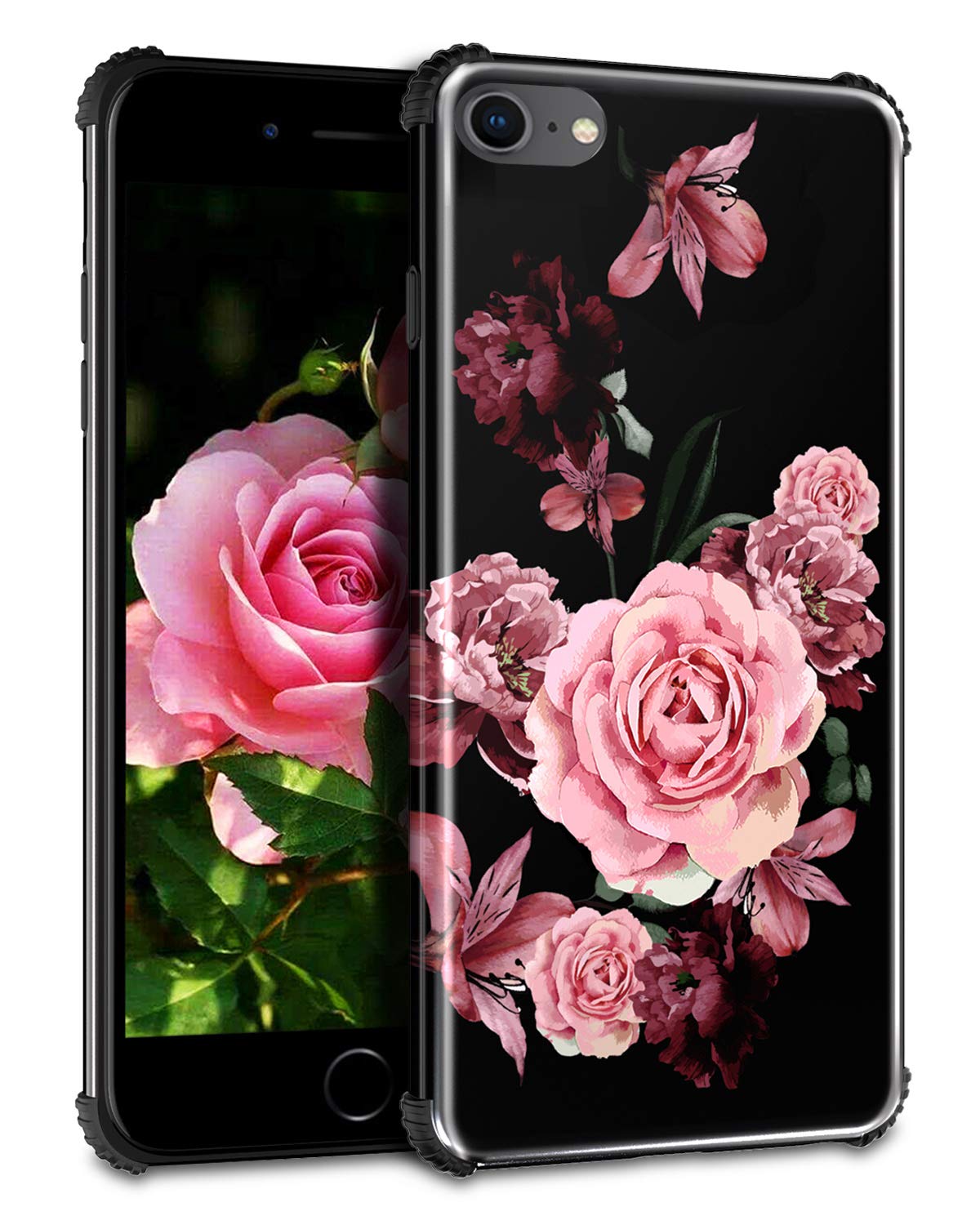 Casetego Compatible iPhone 8 Case,iPhone 7 Case,iPhone 6/6S Case,Flower Slim TPU Shockproof Soft Rubber Silicone Cover Protective Phone Case for Apple iPhone 8/7 /6/6S CC0105-01