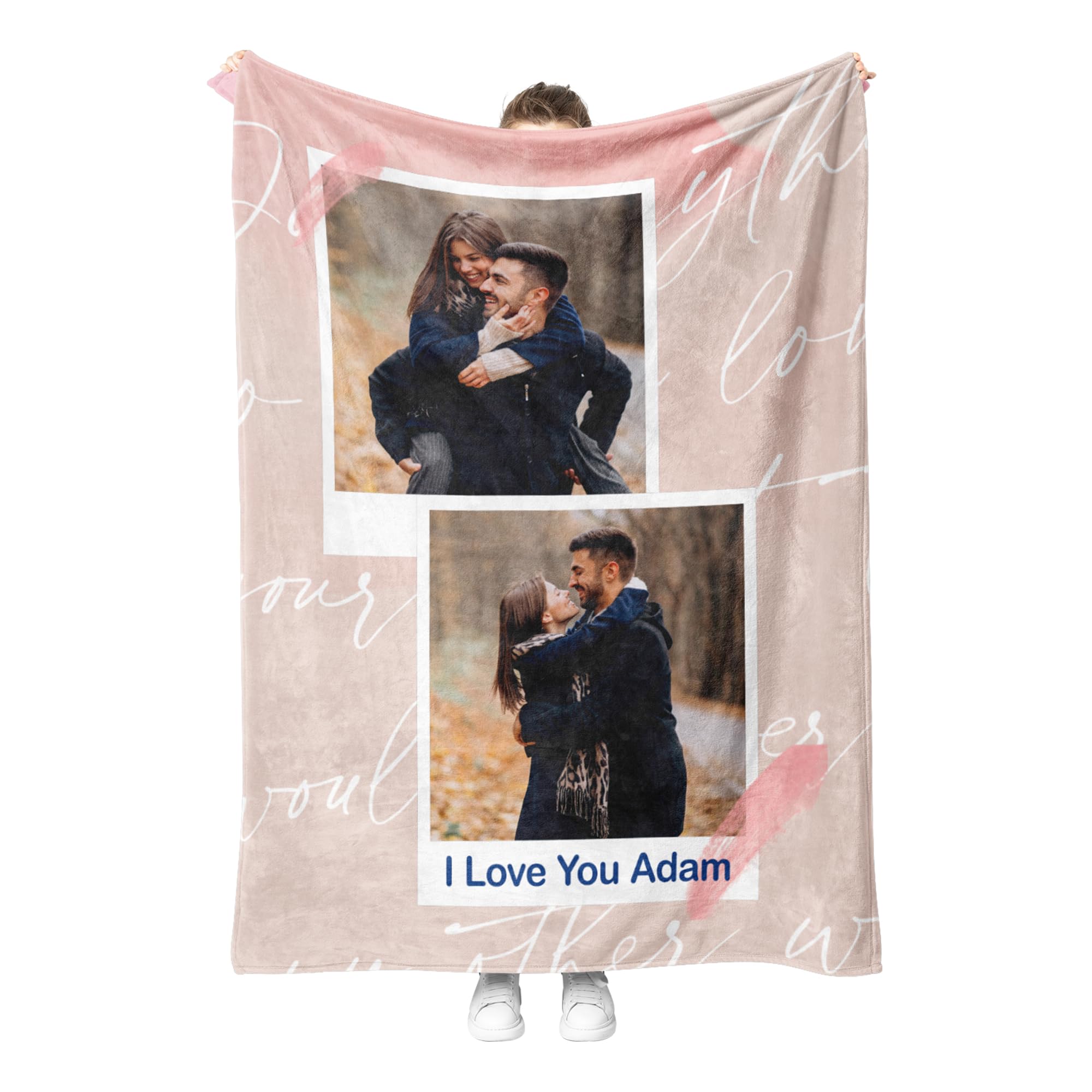 Personalised Blanket Custom Photos Blanket Memory Gift with Photo Text Collage Customized Blankets Gift for Family Mom Dad Kids Wife Friends