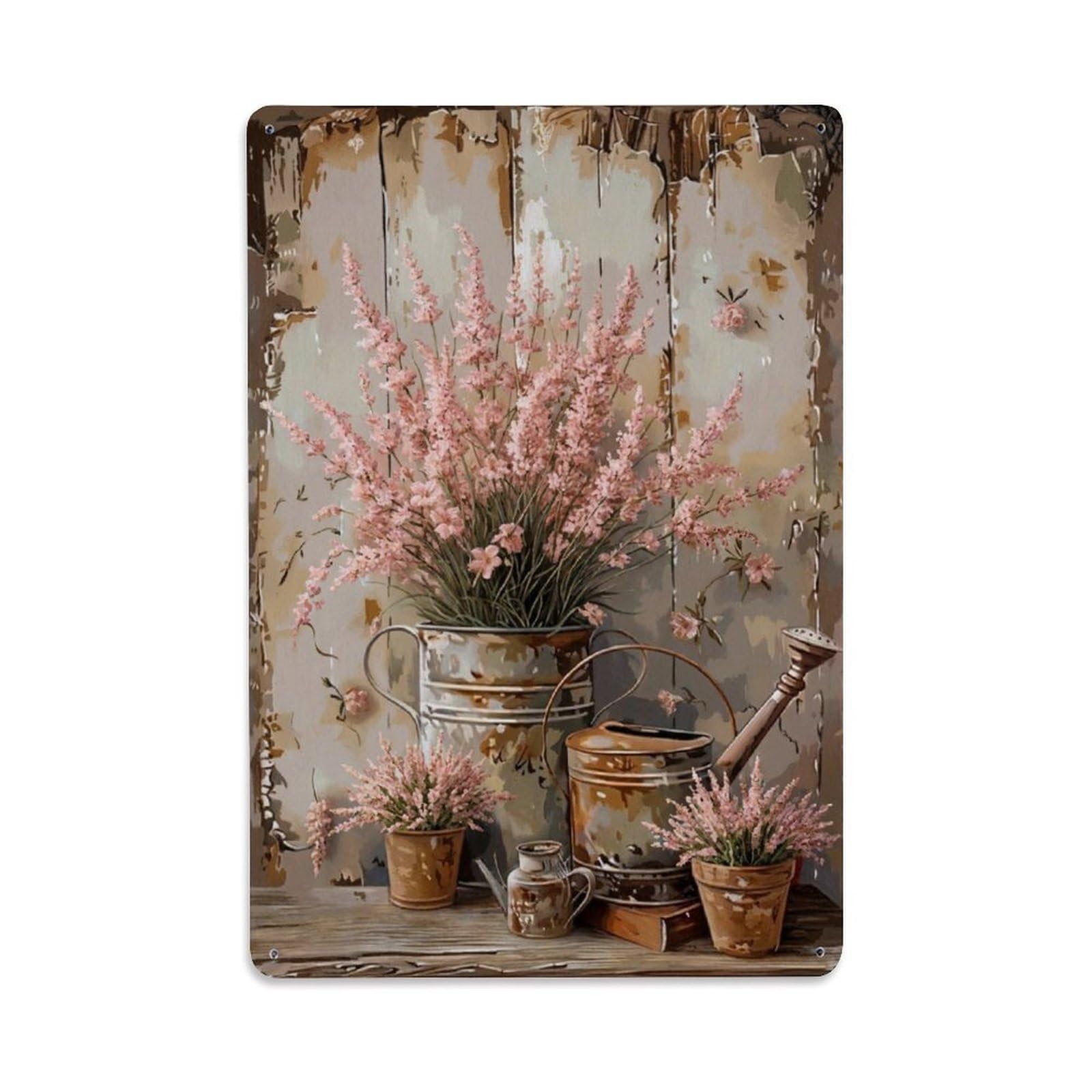 Vintage Flower Bunch Astilbe Pastoral Aesthetics Metal Tin Sign