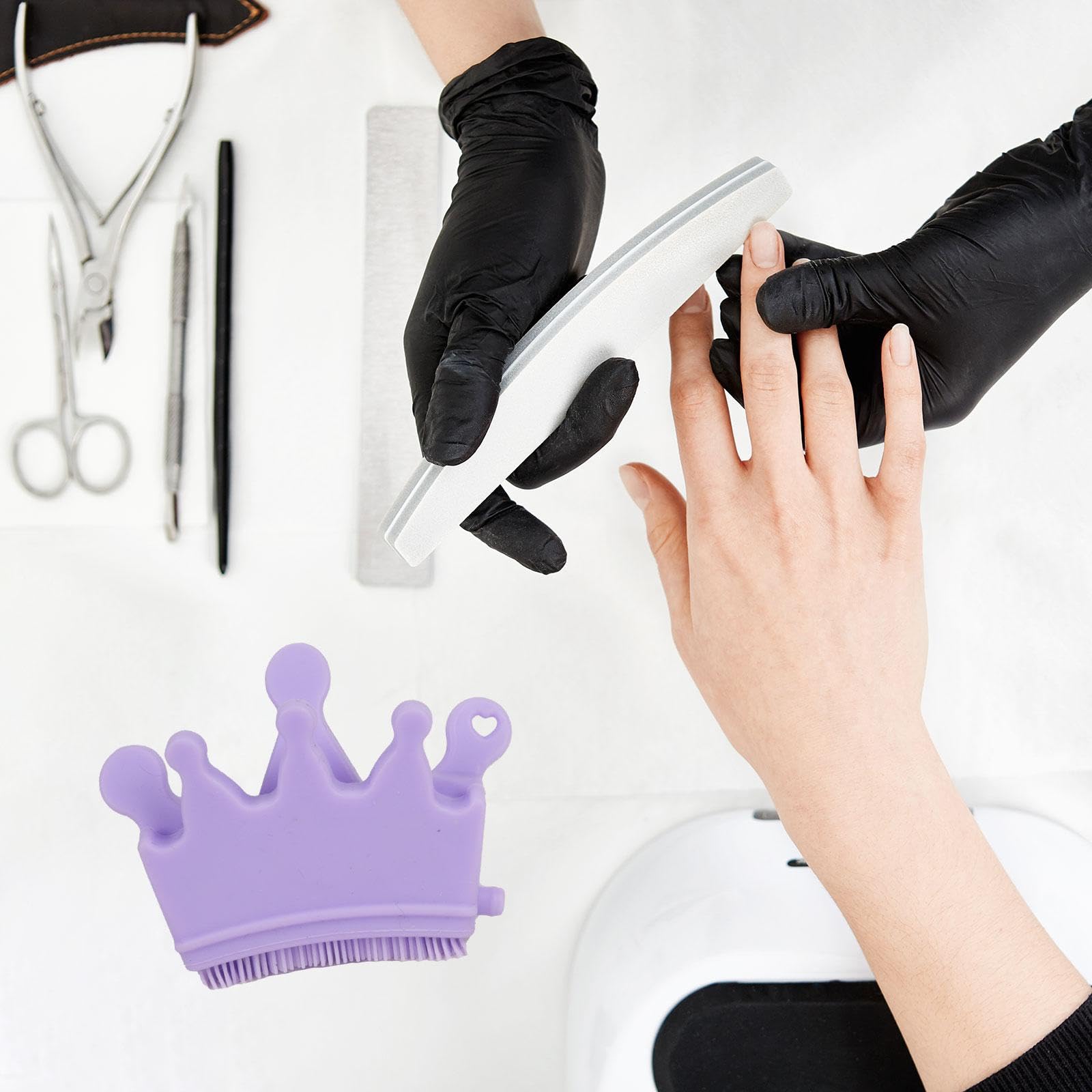 6 Pinceles de Silicona para Decoración de Uñas, Herramienta de Manicura, Ayuda Reutilizable para Decoración de Uñas, Soporte de Exhibición para Puntas