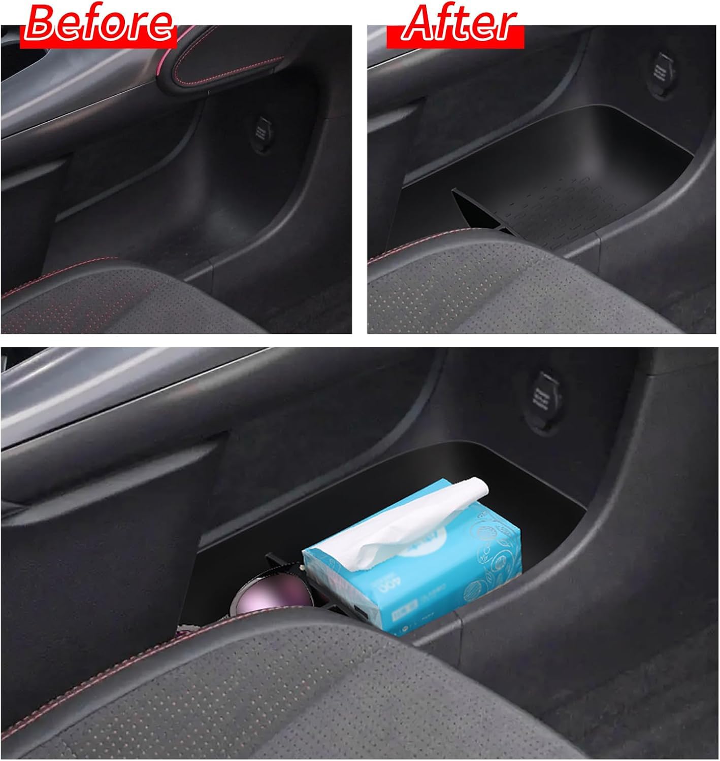 smabee Boîte de rangement inférieure pour console centrale Smart #3 - Plateau de rangement inférieur en TPE - Accessoires d'intérieur de voiture - Noir