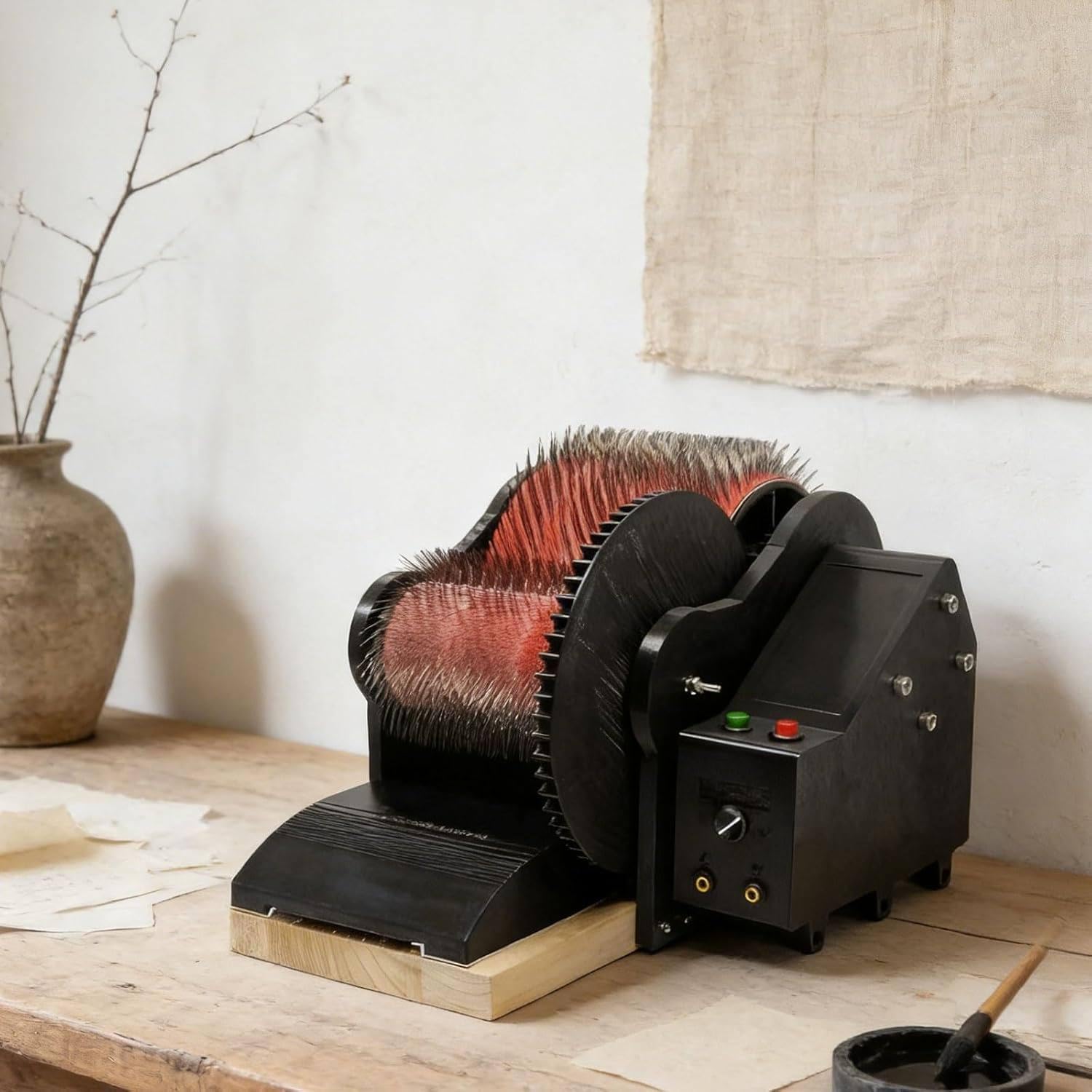 ZIXIAOS Electric Wool Carding Machine with Foot Pedal, Manual Wool Felt Drum Carder for DIY Craft, Fast Color Mixing, Combing, Spinning, For Carding Wool Fibers and Making Felt Projects
