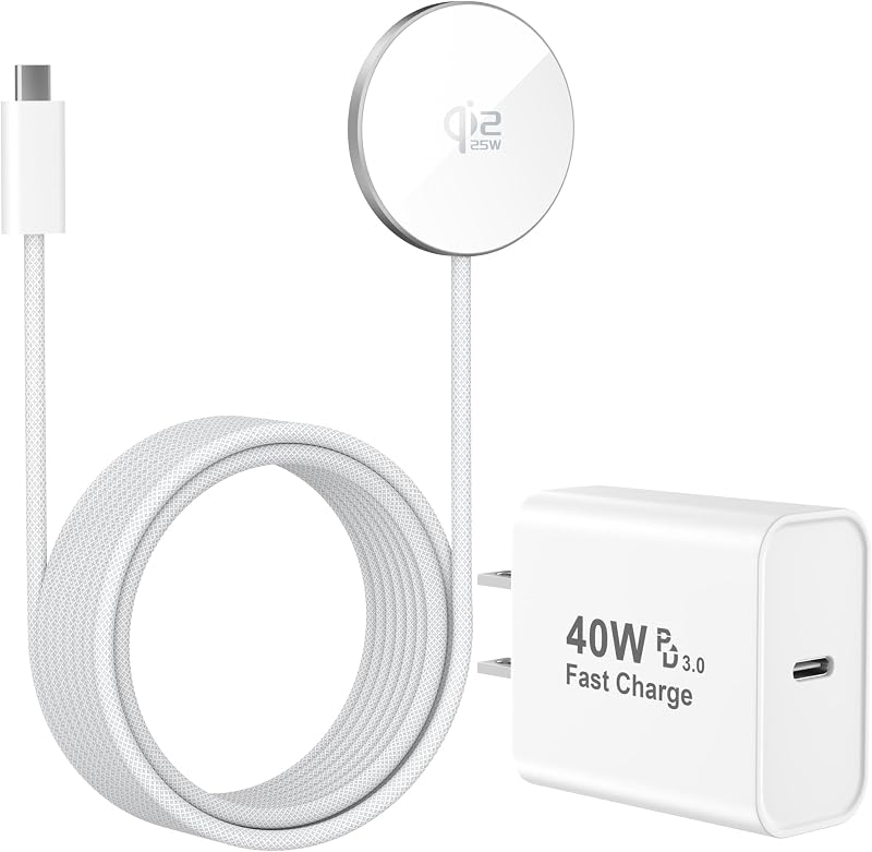 Cargador Magsafe con certificación Apple MFi Cargador inalámbrico magnético Qi2.2 de 25 W | Para iPhone 17 16 15 14 13 12 Pro Max, AirPods 4/3/2/Pro, cargador USB C de 40W y cargador portátil Mag-Safe almohadilla de carga rápida