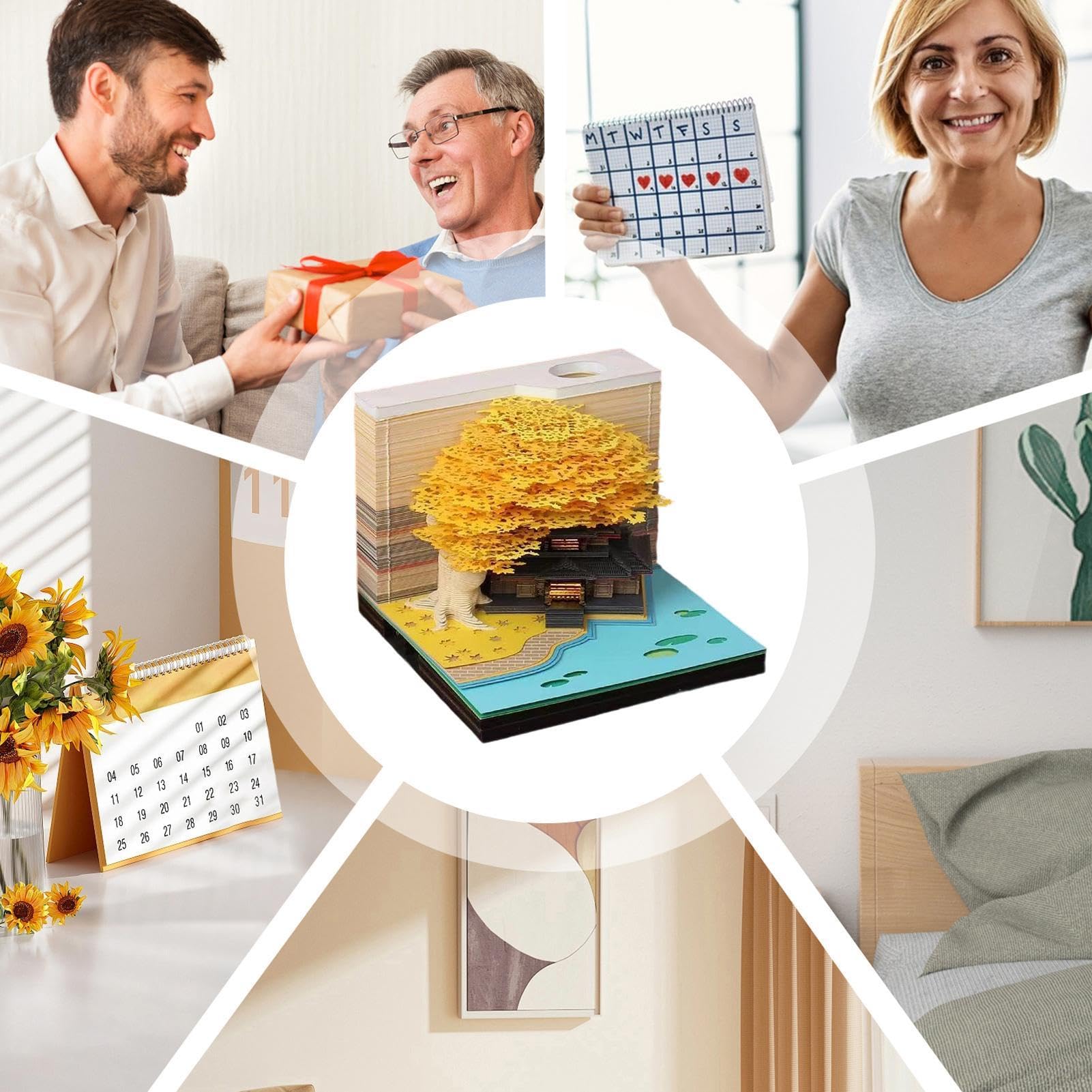 Bloc-notes calendrier 2026 3D - Art sculpté - Planificateur de bureau