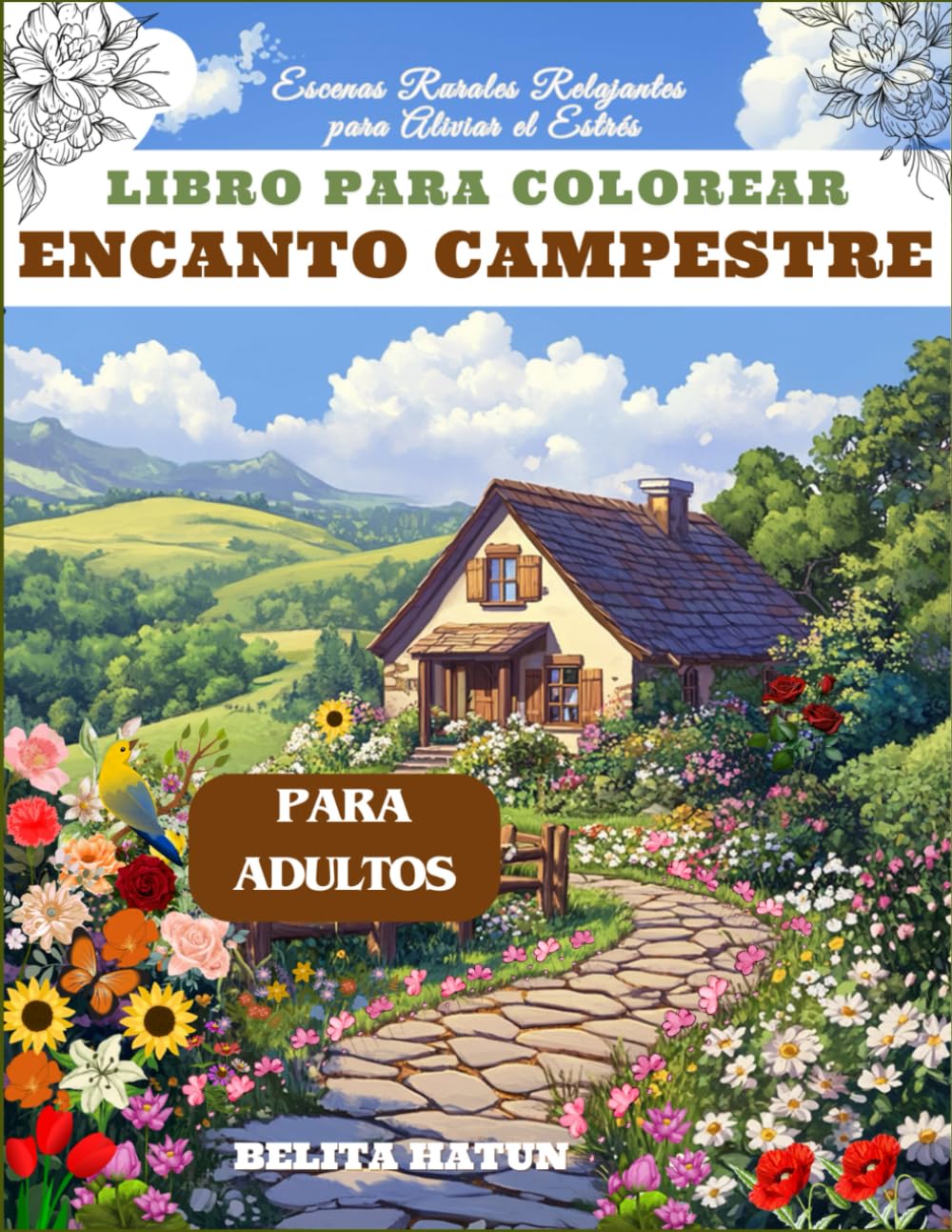 Country Charm Coloring Book for Adults: Relaxing Rural Scenes for Stress Relief