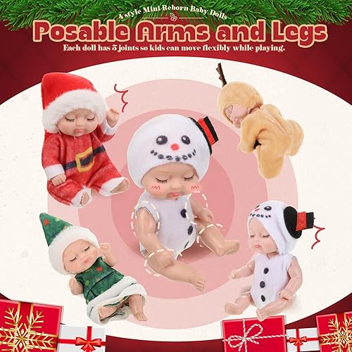 Miniatura 6 de Hanaive 4 muñecas de bebé de 4 pulgadas realistas y realistas, ropa de animales lindos regalos para niñas, niños pequeños a partir de 3 años,