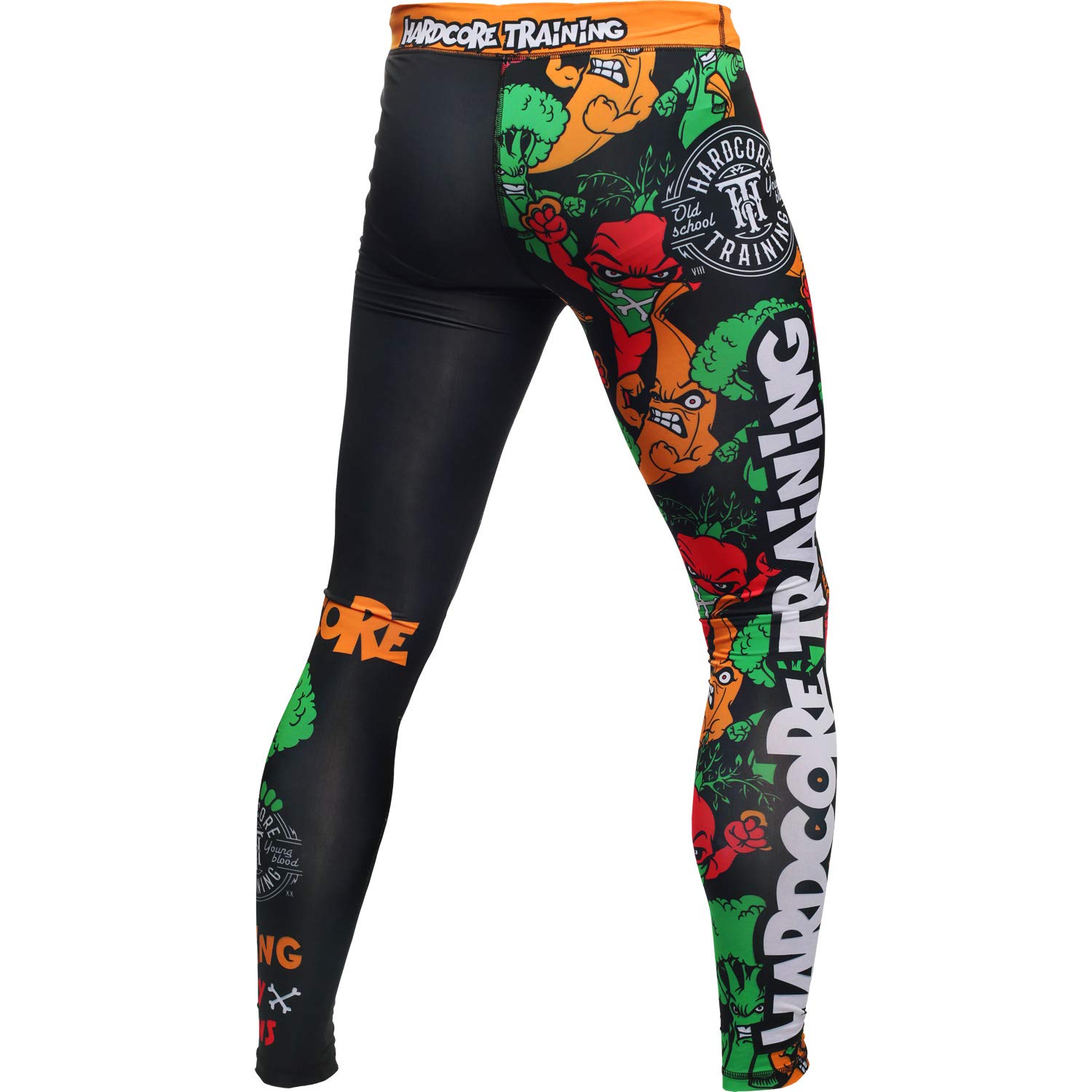 Hardcore Training Men's Compression Pants Spodnie Kompresyjne Leginsy Mężczyźni Bokx Running Muay Thai MMA No Gi BJJ Grappling (DE/NL/SE/PL, Alfa, M, Regularny, Regularny, Czarny Zielony)