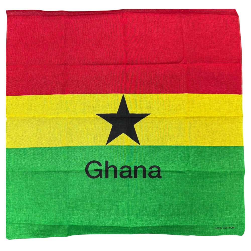 Kashmir Accessories Ltd Unisex Paisley Carnival Country Flag Deluxe Aura Ghana Bandana – Bold African Flag Head Scarf For Carnival, Festival, Fashion & Everyday Wear - 8500