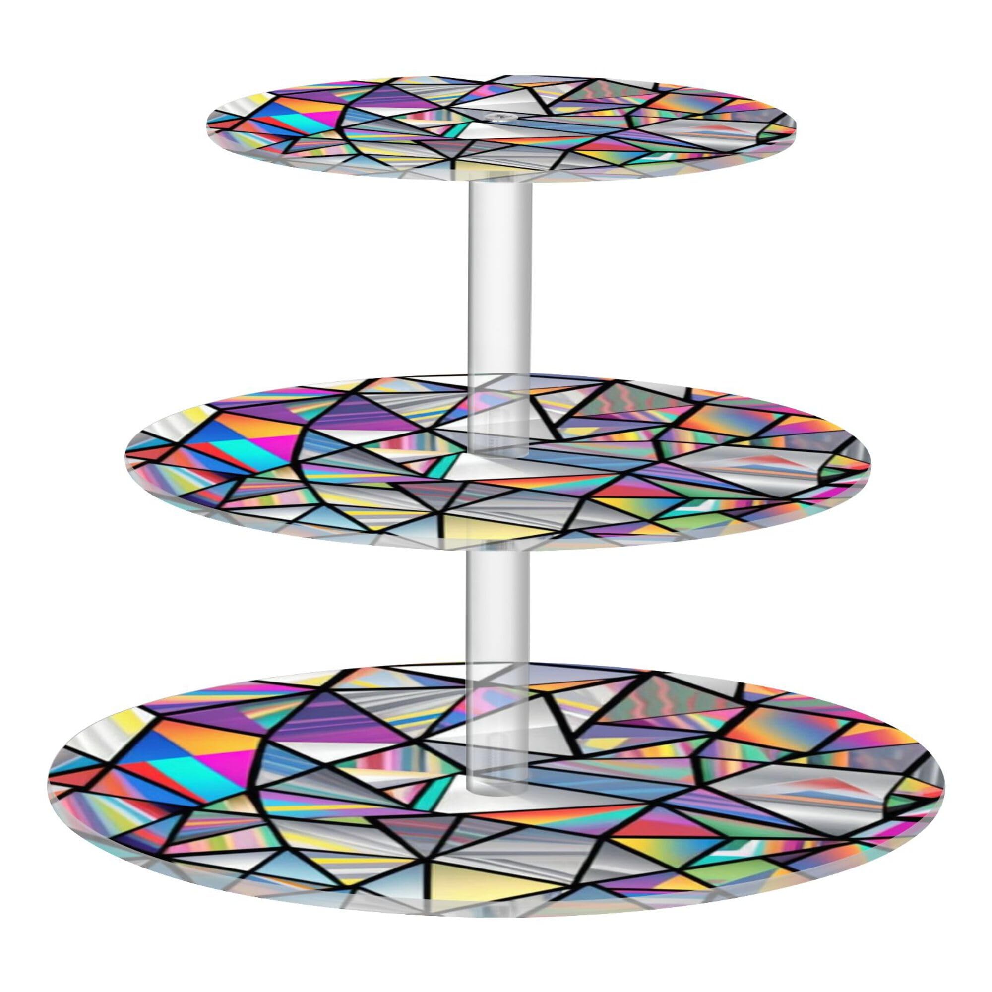 PYBUG Irregular Glass 3 Tier Acrylic Cupcake Stands Tower,Dessert Table Display Set for Tea Party,Wedding,Birthday, Baby Shower