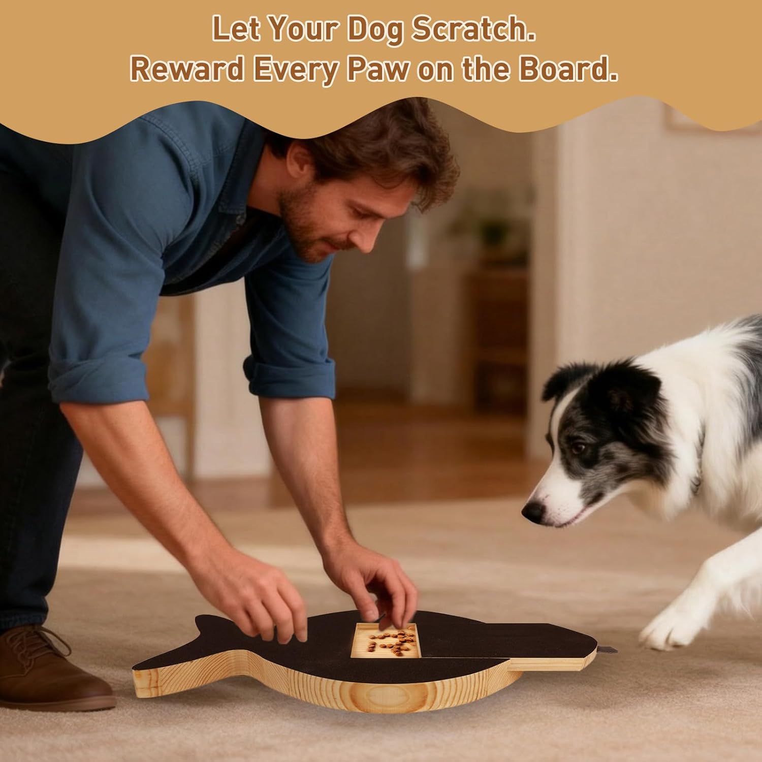 Vivifying Dog Nail Scratch Board with Treat Drawer, Stress-Free Nail Filing Tool for Dogs, Alternative to Clippers for Front Paw Nails, Interactive Training Scratch Pad with Extra Sandpaper