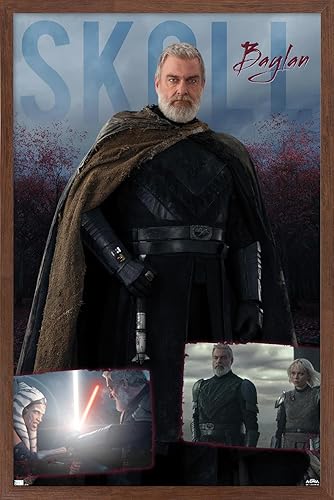 Trends International Star Wars Ahsoka - Póster de pared Baylan Skoll, 22.37 x 34.00 pulgadas, versión enmarcada de caoba