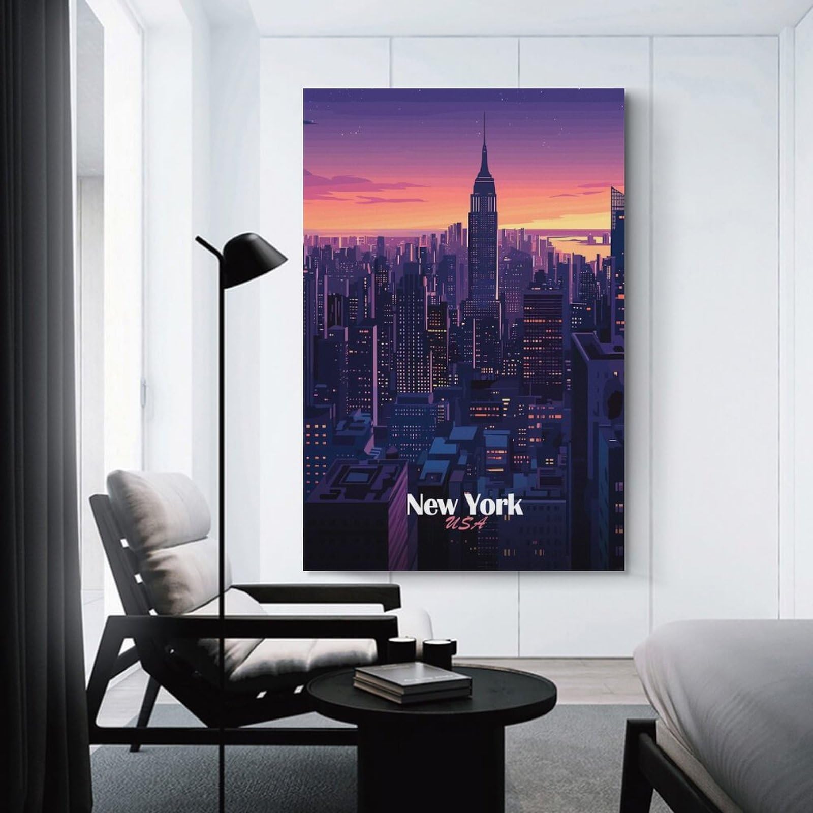 Junmoney Unframe-Style-10 New York City Skyline Home Decor Wall Art 16X24inch(40X60cm), For Lounge, Bedroom Or Personal Spaces, Gift Idea For Housewarming And Birthdays