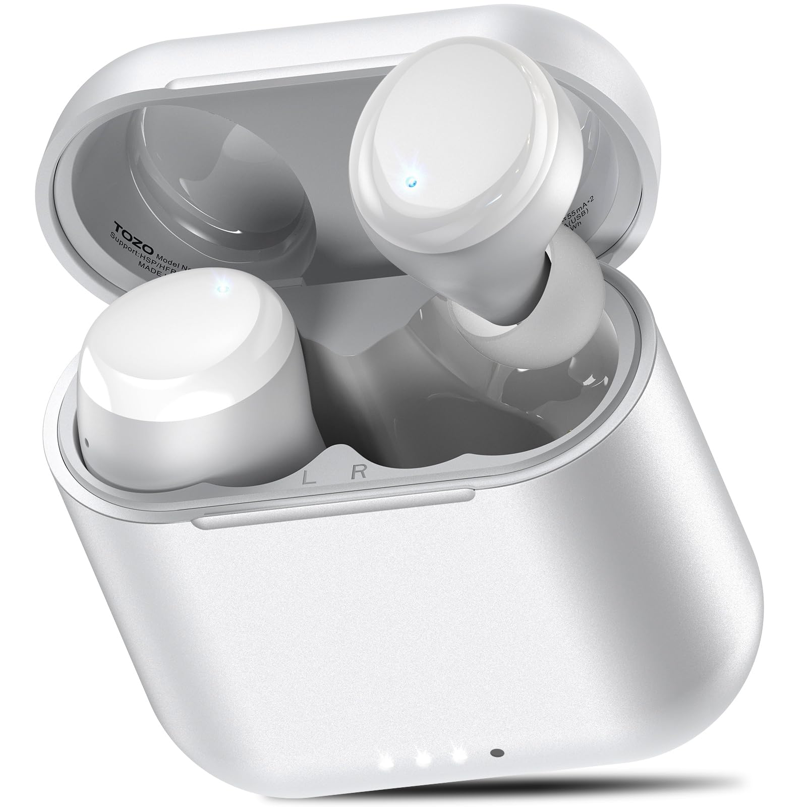 TOZO T6 True Wireless Earbuds Bluetooth 5.3 Headphones Touch Control with Wireless Charging Case IPX8 Waterproof Stereo Earphones in-Ear Built-in Mic Headset Premium Deep Bass White