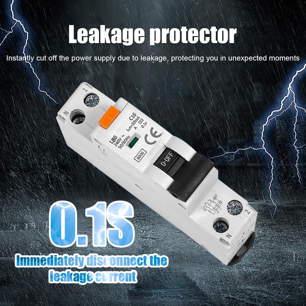 Interrupteur FI/LS 16A 30mA Type A - Disjoncteur Différentiel RCBO 1P+N 6kA, Protection Sûre 230V Pour Maison & Installation