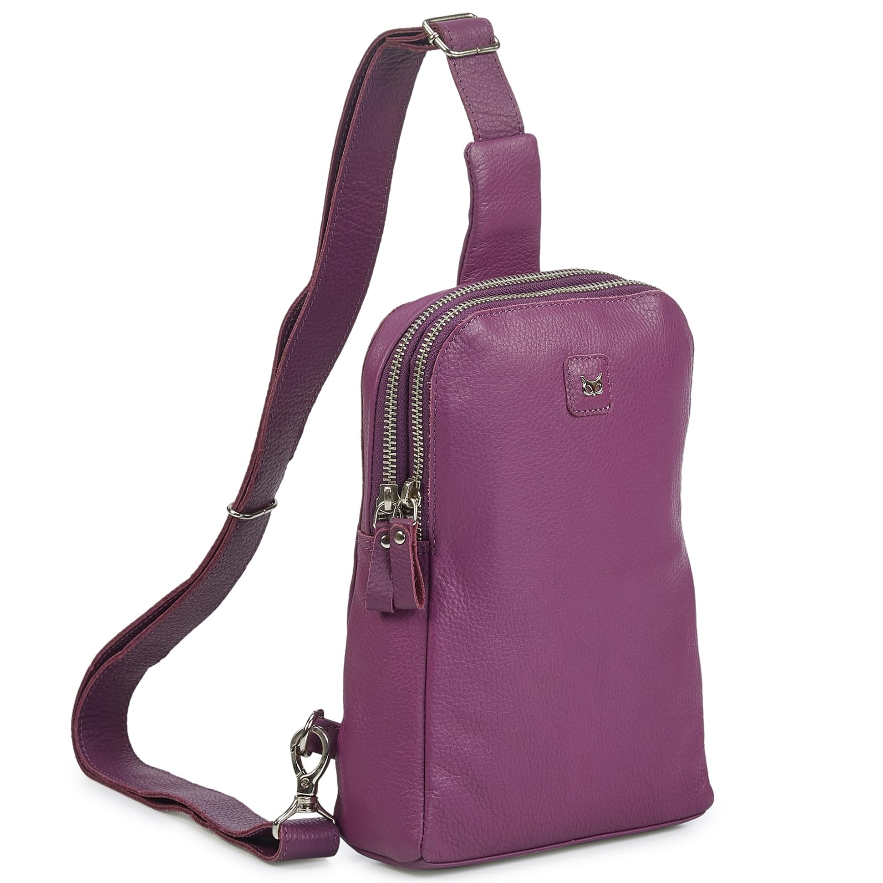 Wise Owl Accessories Real Leather Travel Sling Bag for Women Men Front Chest Crossbody Purse with Credit Card Slots