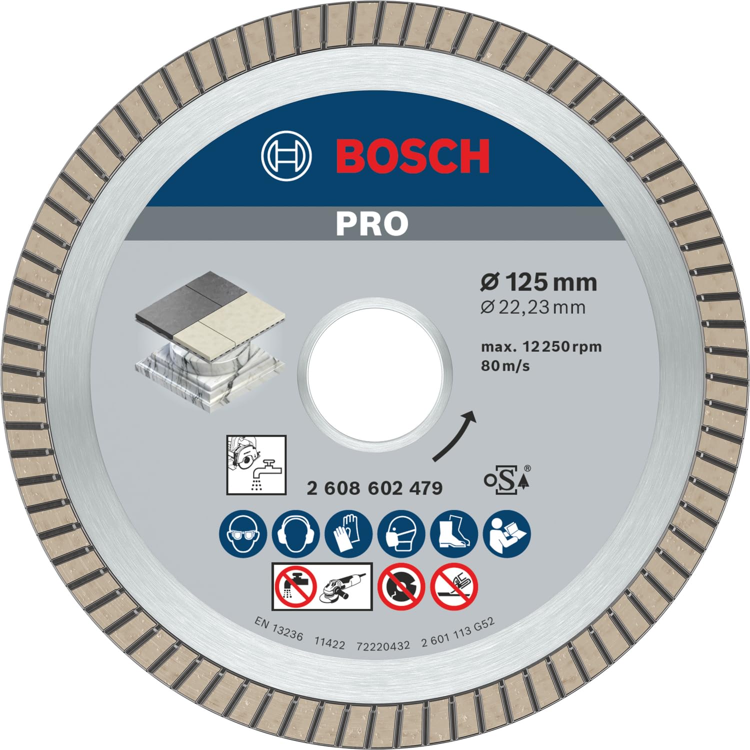 Bosch Professional Accessories Elmas Kesme Diski, Best For Ceramic Extra-Clean Turbo (Seramik, 125 x 22,23 mm, Açılı Taşlama Makinesi Aksesuarı)