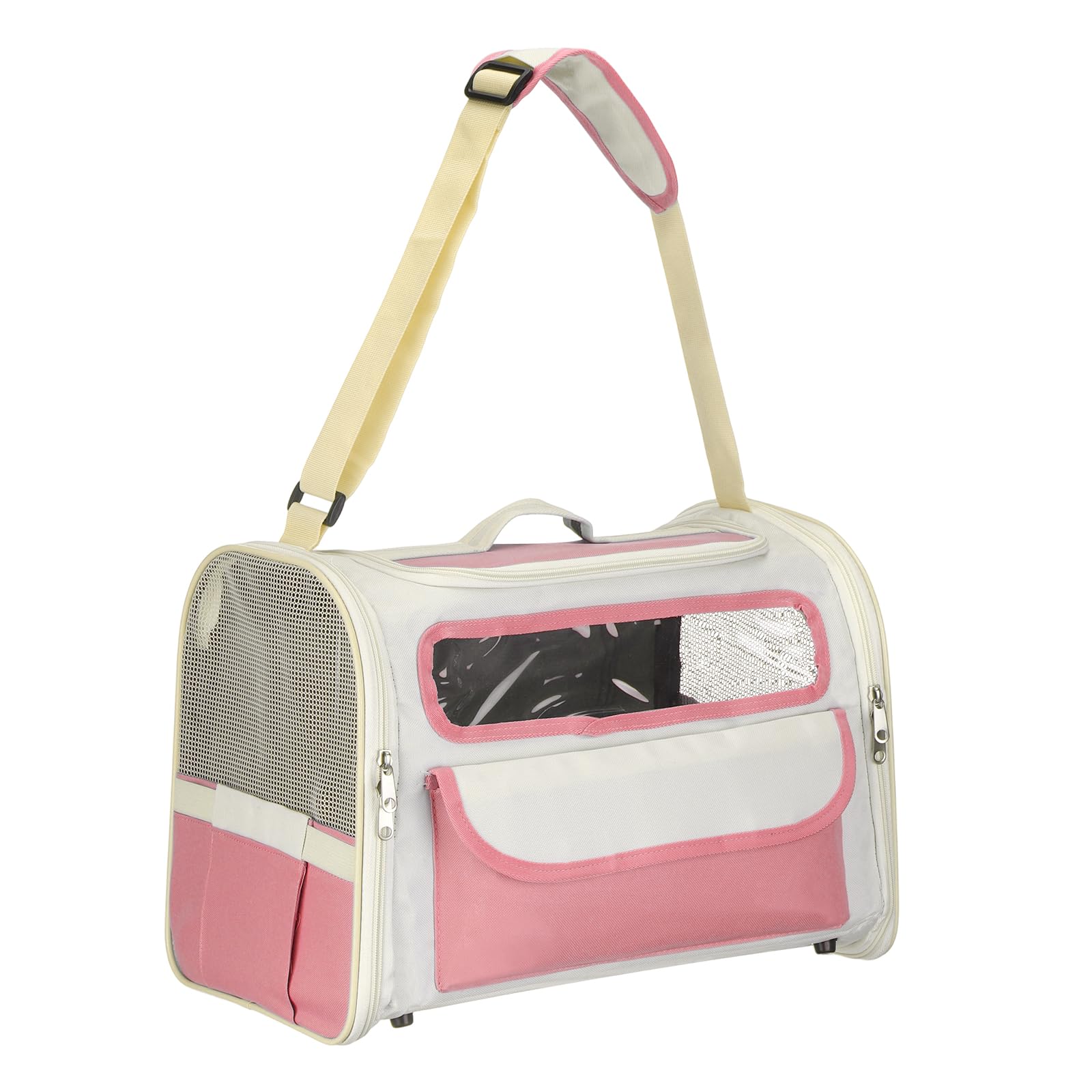 sourcing map Cat Carrier for Pet, Adjustable Shoulder Strap, Breathable Dog Carrier Cat Carrying Case Pet Travel Bag (Pink), Intended for Hiking/Camping/Traveling